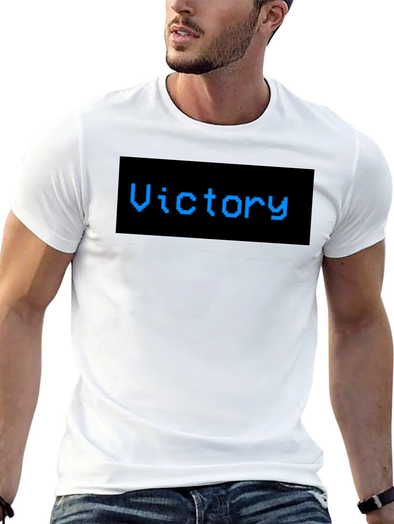 Victory Pixel Art T-Shirt - Classic Black Tee