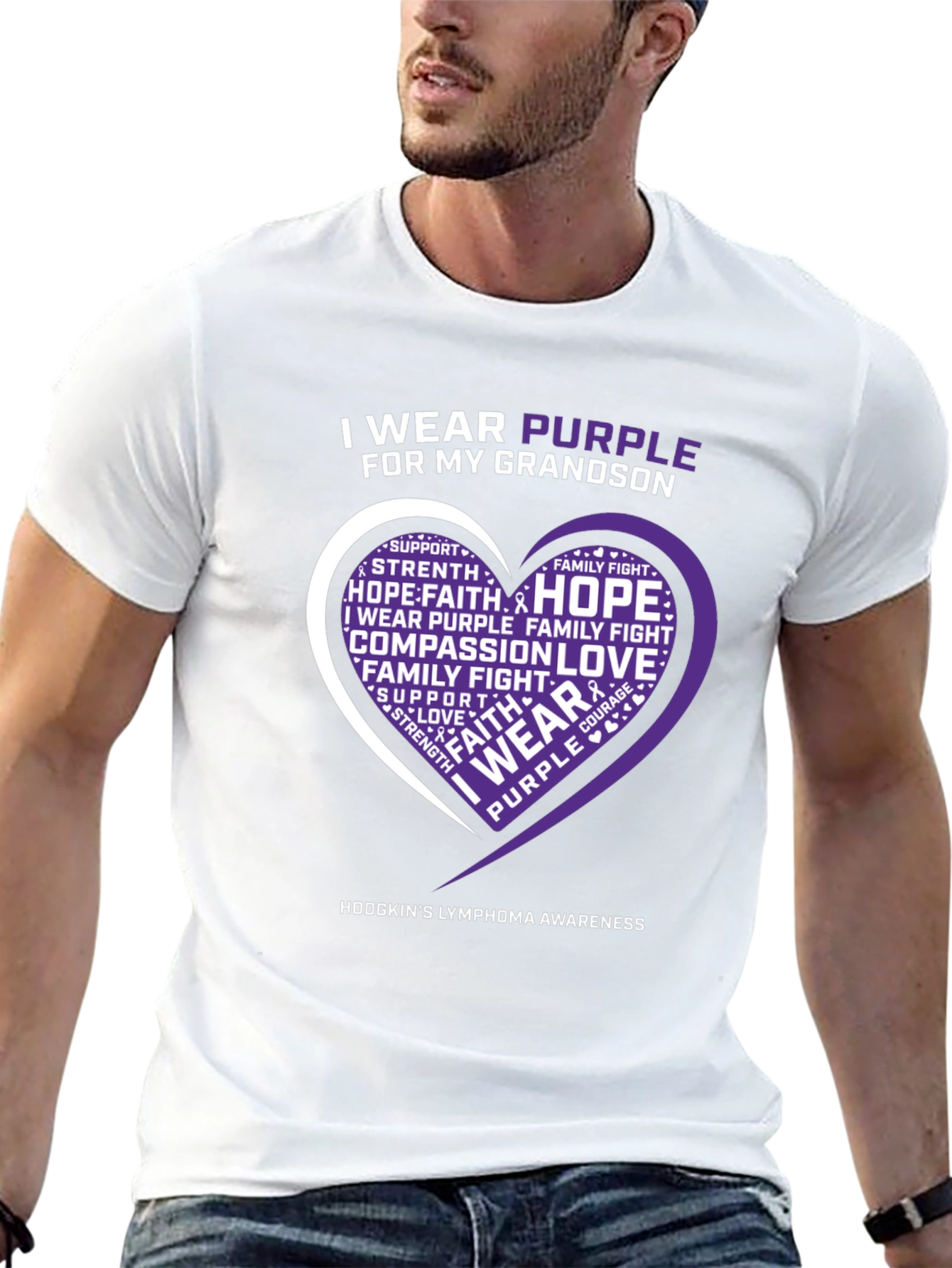 Purple Awareness T-Shirt Grandson Hodgkins Lymphoma