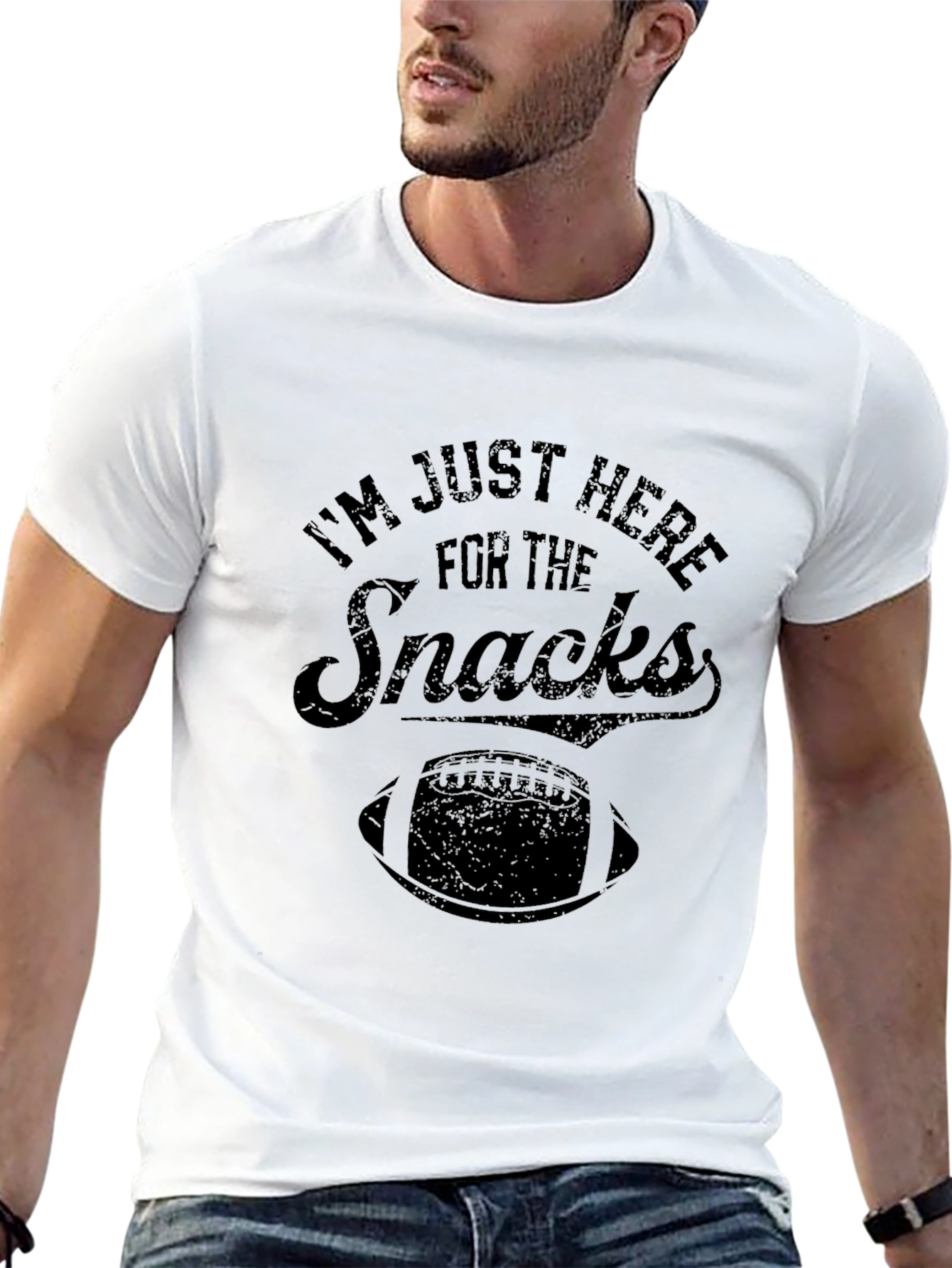Im Just Here for the Snacks Football T-Shirt