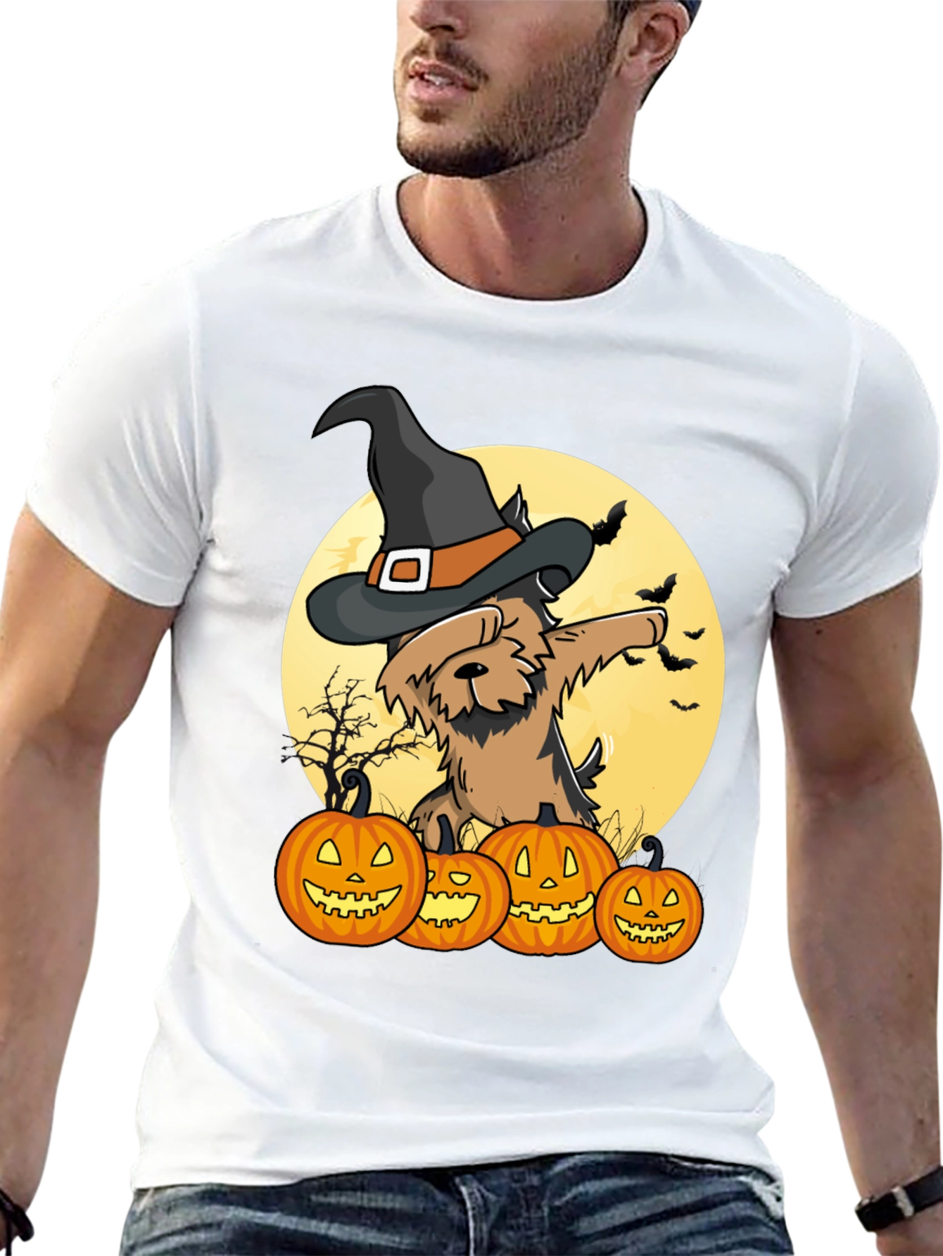 Halloween Witch Dog T-Shirt - Jack-o-lanterns
