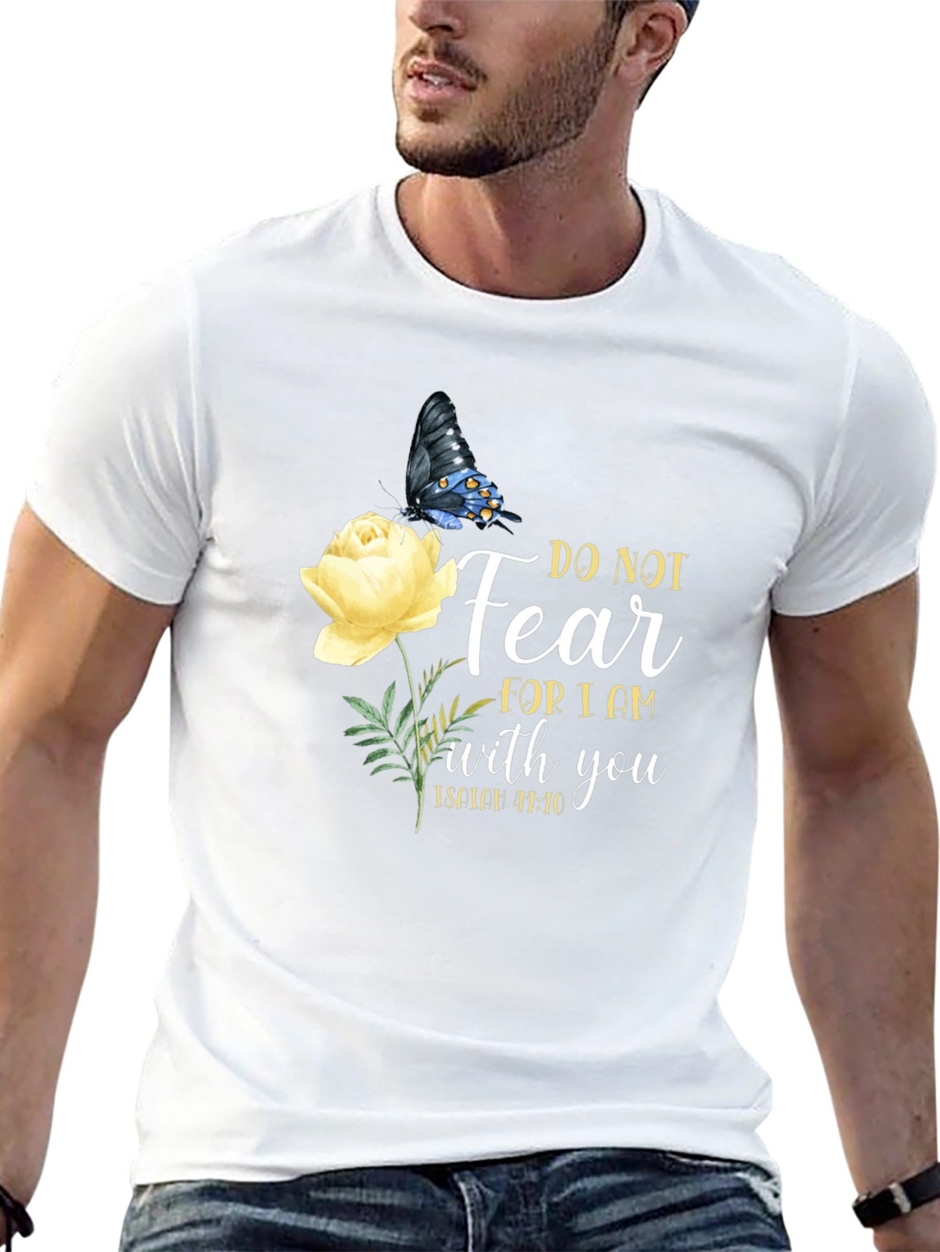 Do Not Fear Christian T-Shirt with Butterfly and Flower