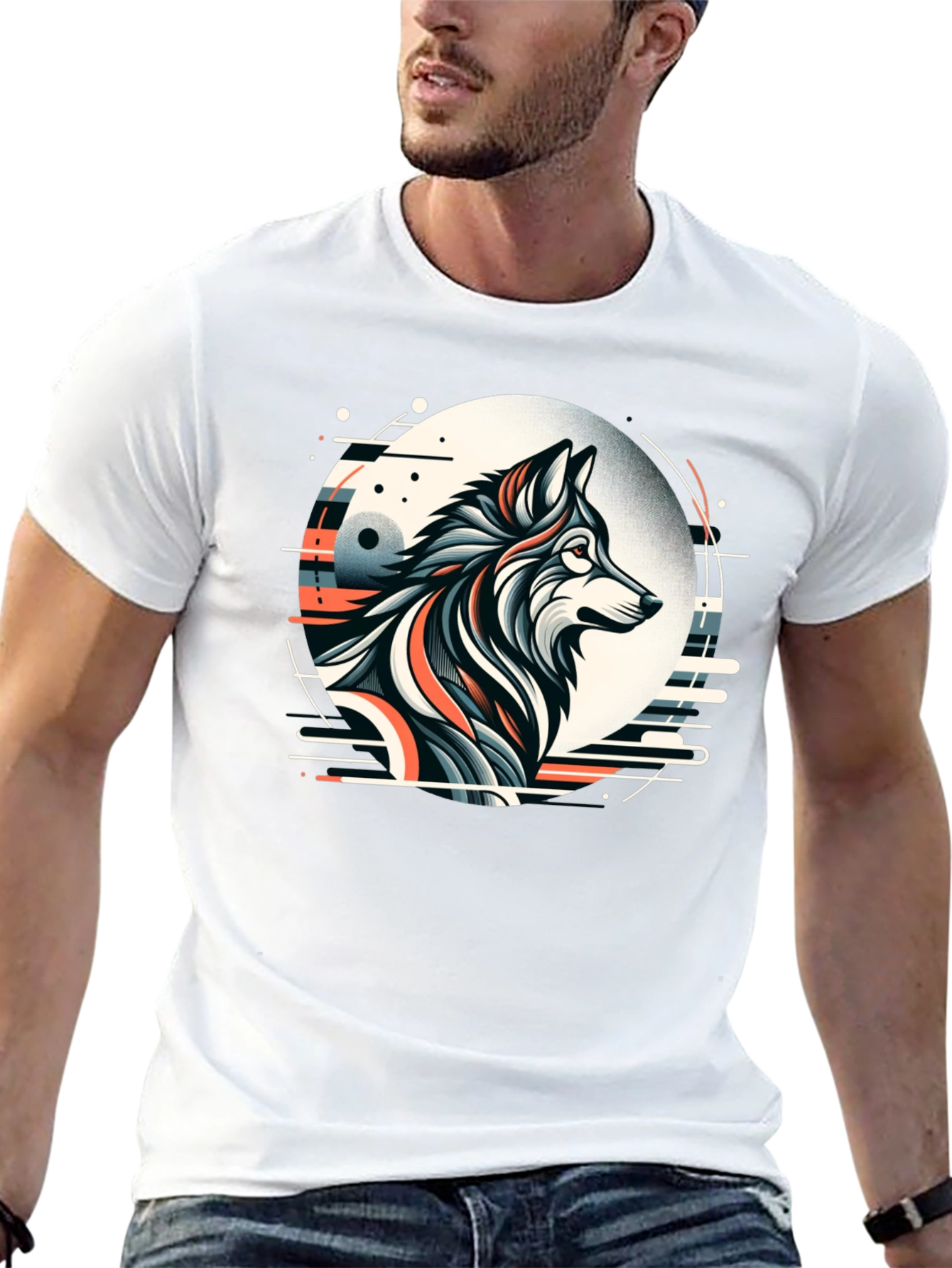 Abstract Wolf Graphic Tee - Cool Art Design T-Shirt