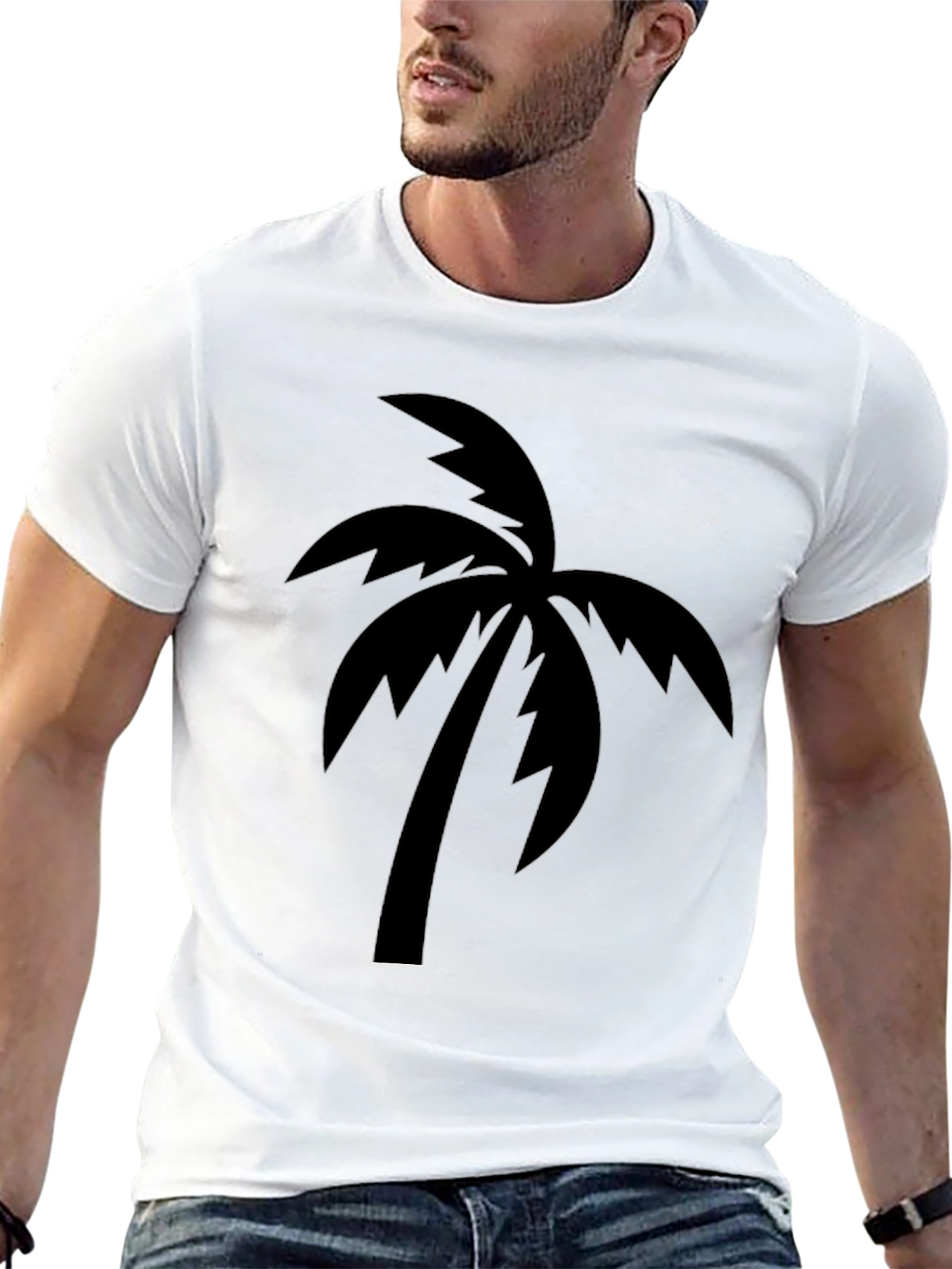 Mens Black Palm Tree Graphic Tee