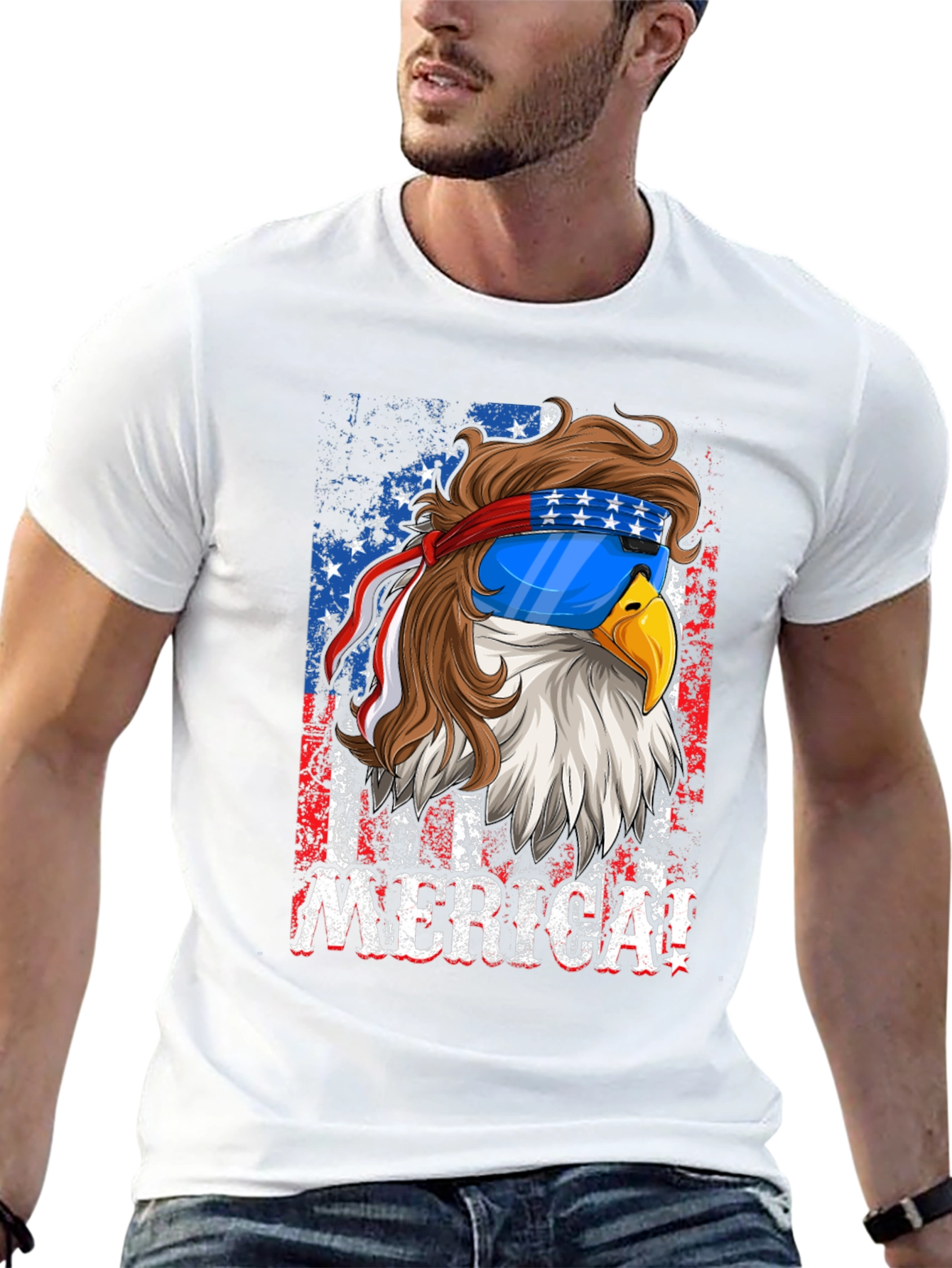 Patriotic Eagle Merica Graphic T-Shirt