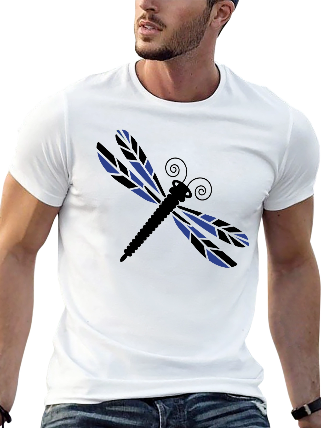 Dragonfly Graphic Tee - Stylish Black Cotton T-Shirt