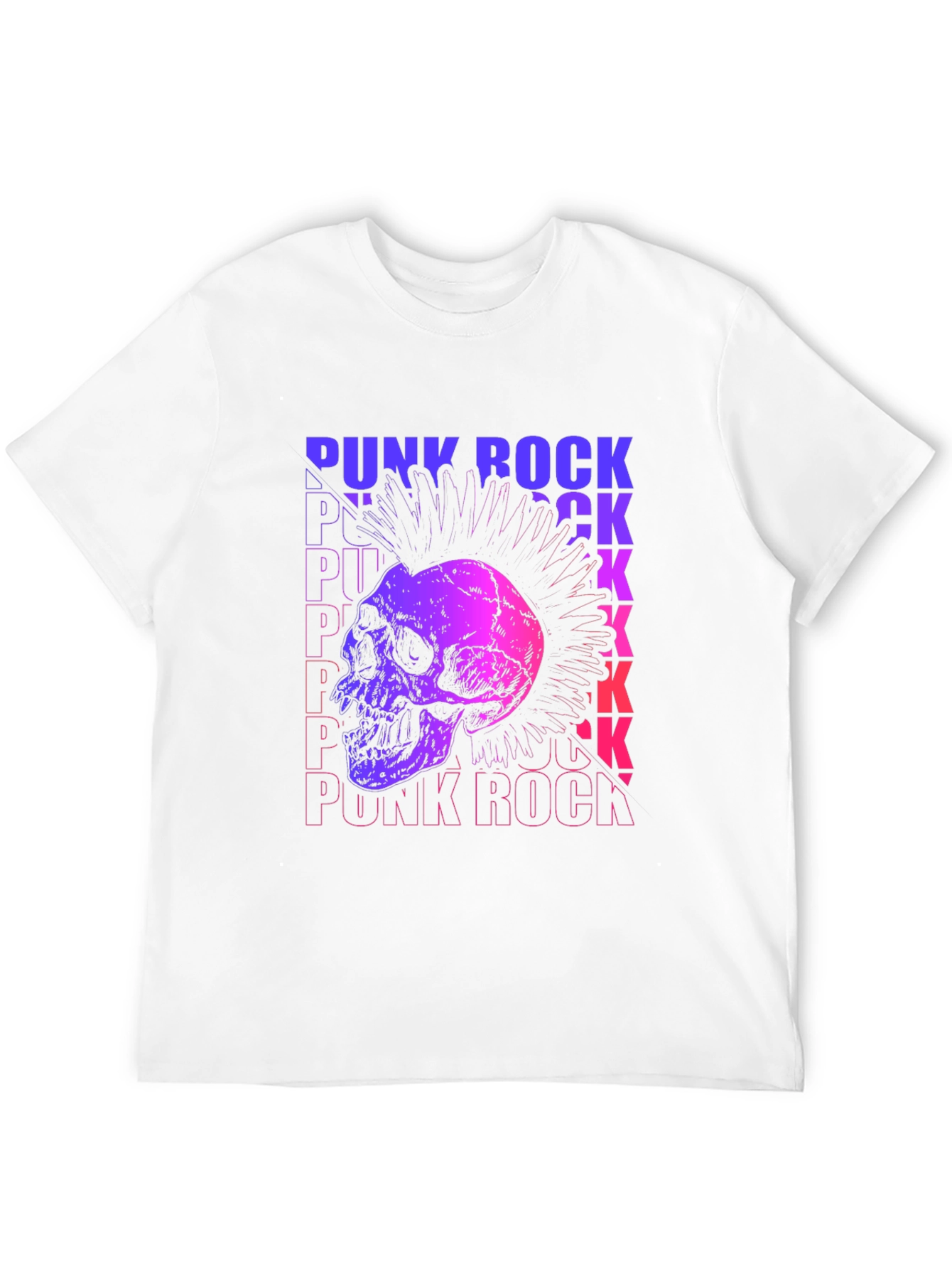 Punk Rock Skull Graphic Tee - Mens Black T-Shirt