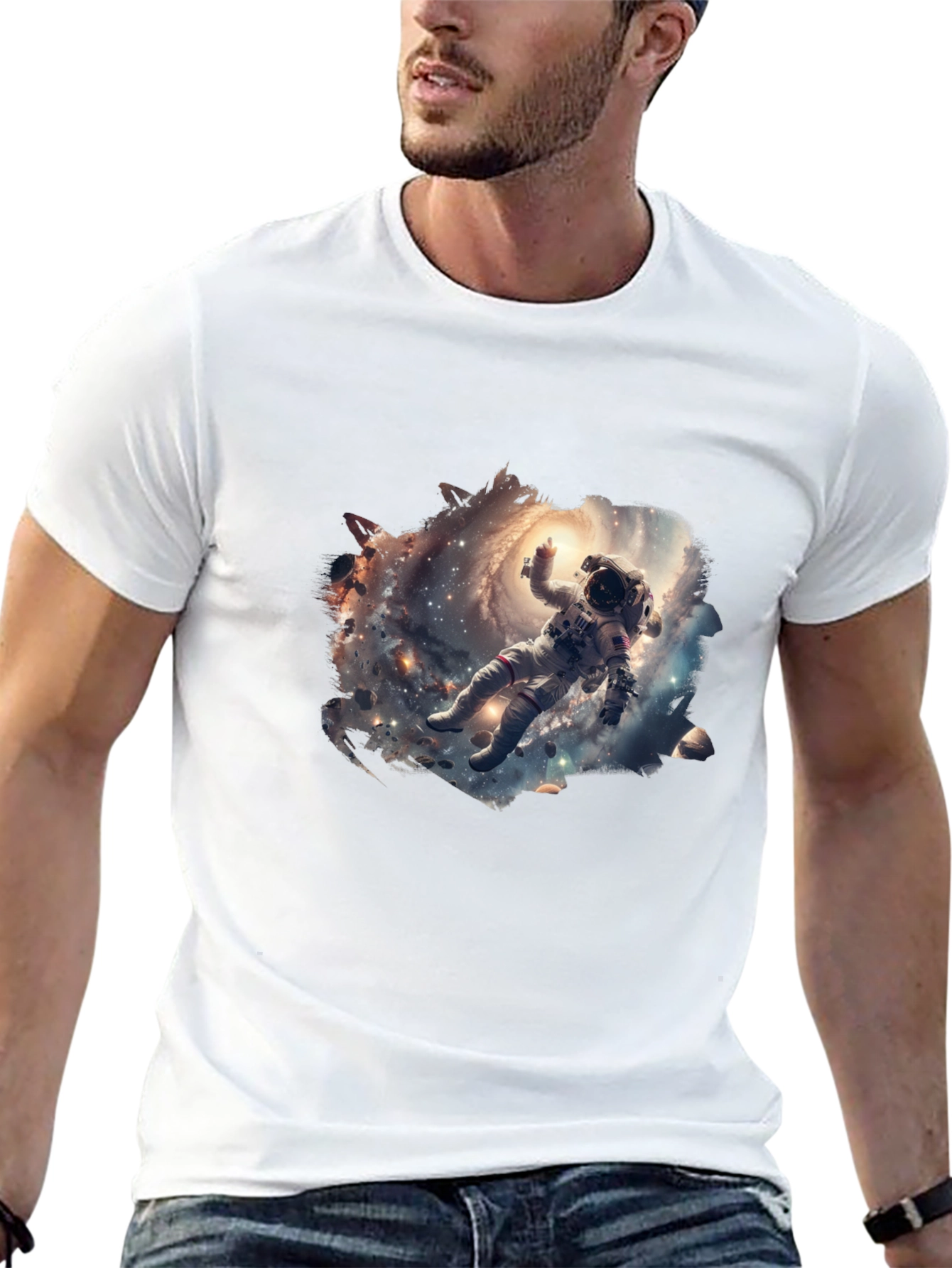 Astronaut Galaxy Graphic T-Shirt - Black