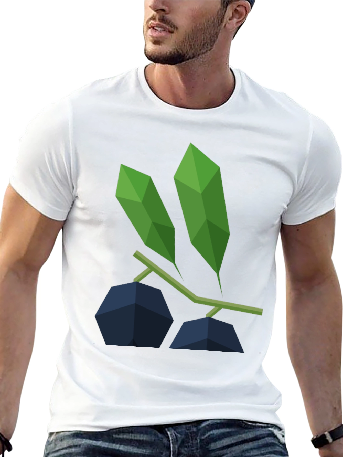 Geometric Blueberry Graphic Tee - Modern Casual Style