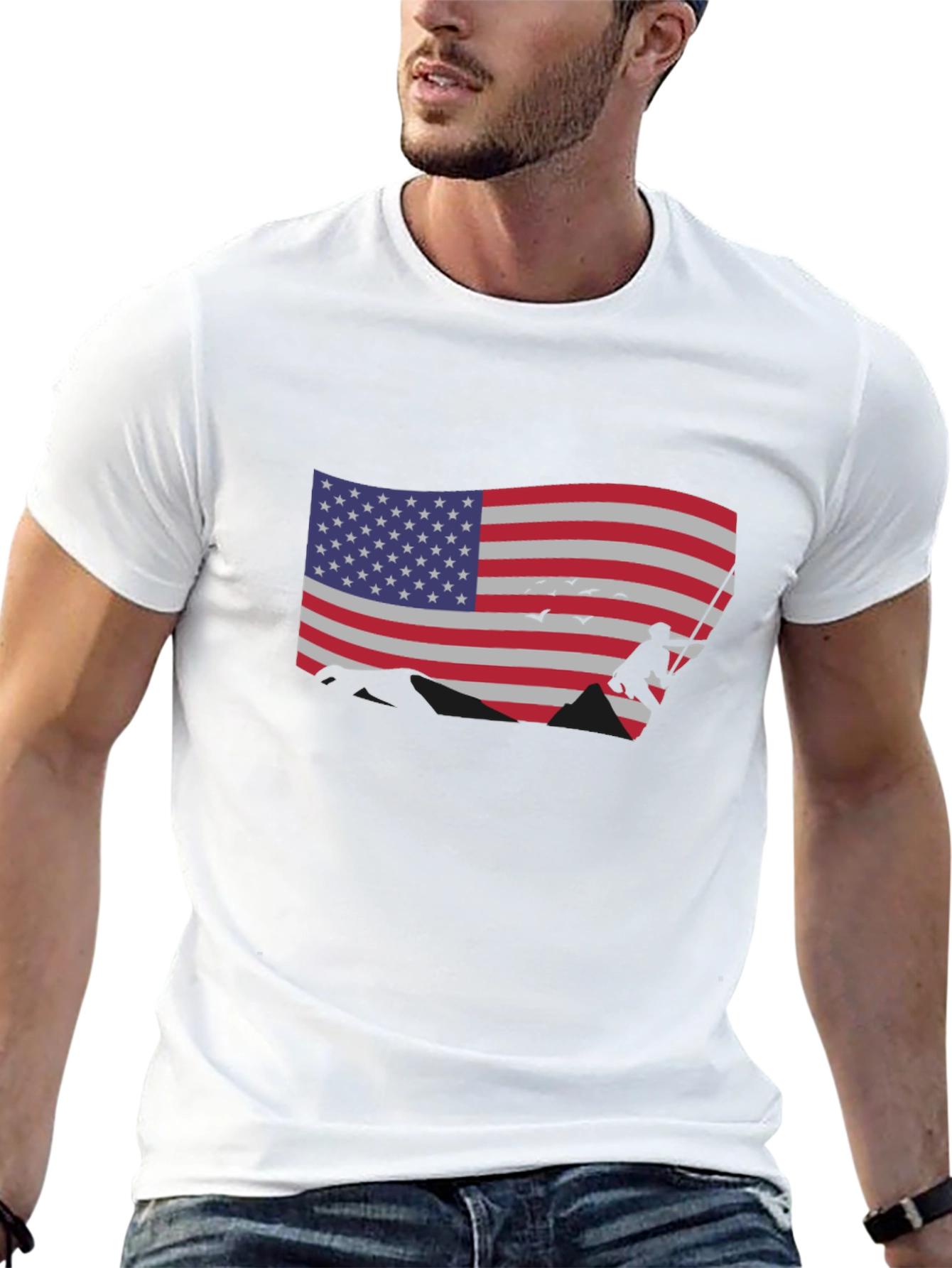 American Flag Climber Black T-Shirt