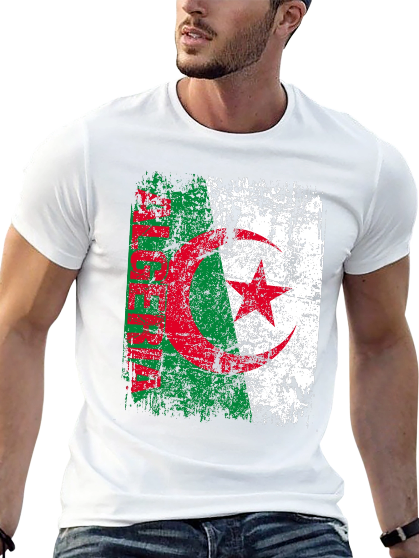 Algeria Flag T-Shirt - Distressed Design