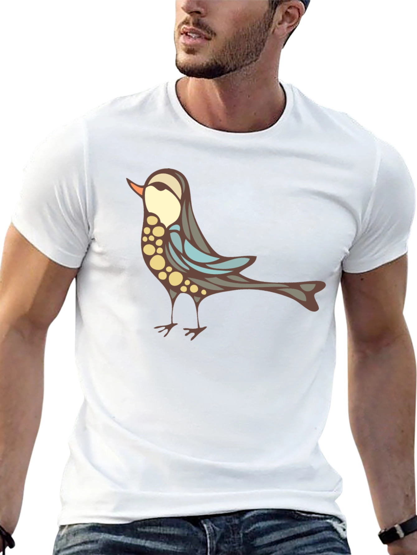 Stylish Bird Graphic Black T-Shirt