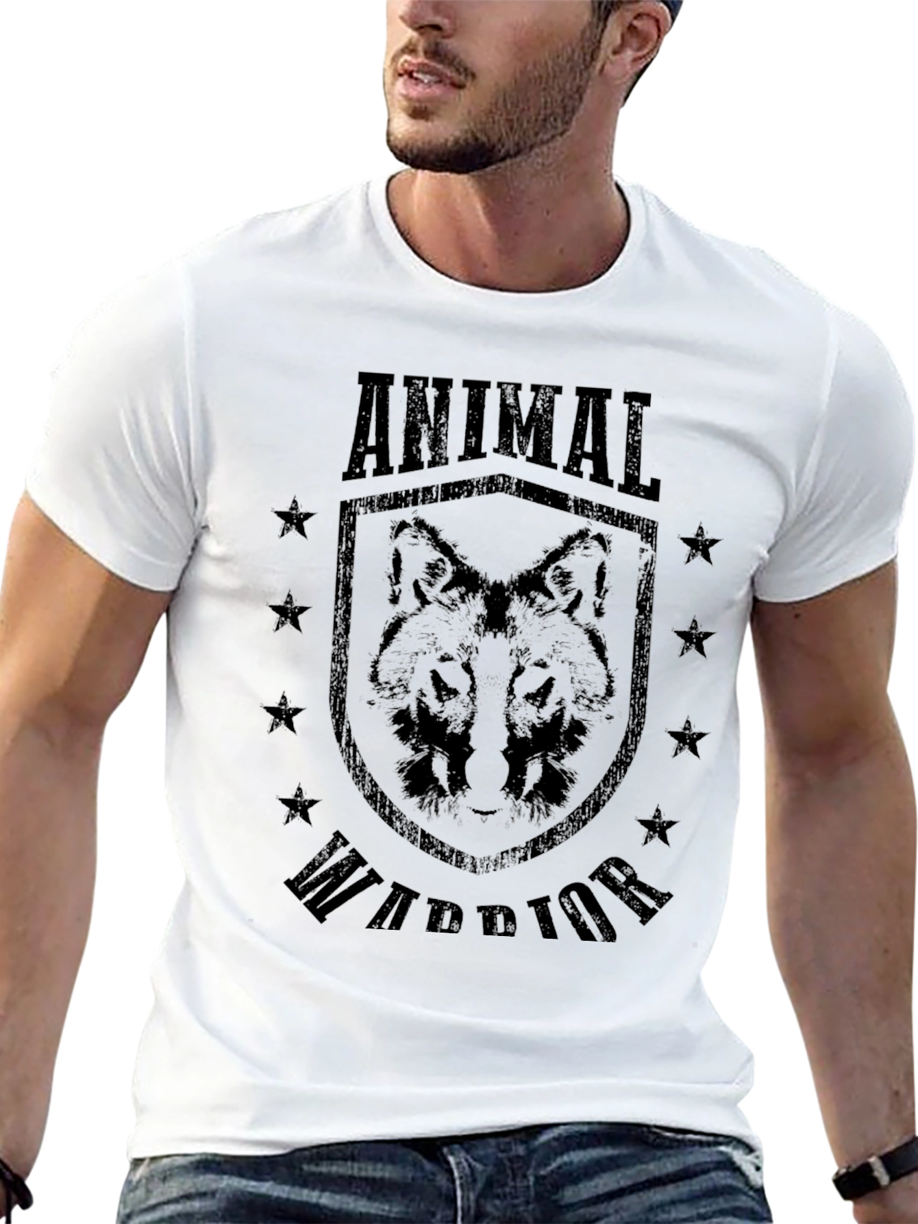 Animal Warrior Graphic T-Shirt - Black