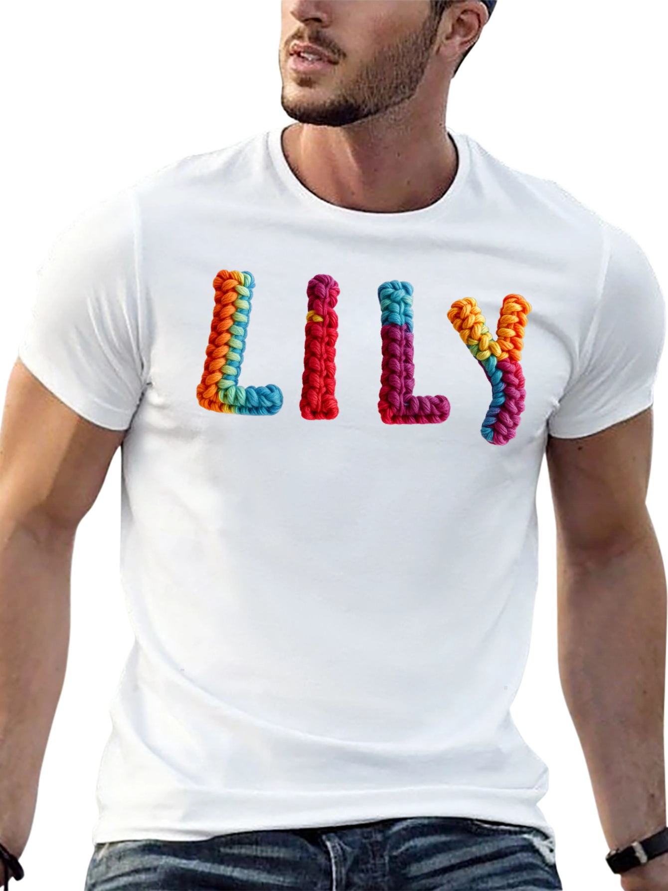 Lily Rainbow Knit Letter T-Shirt - Unisex