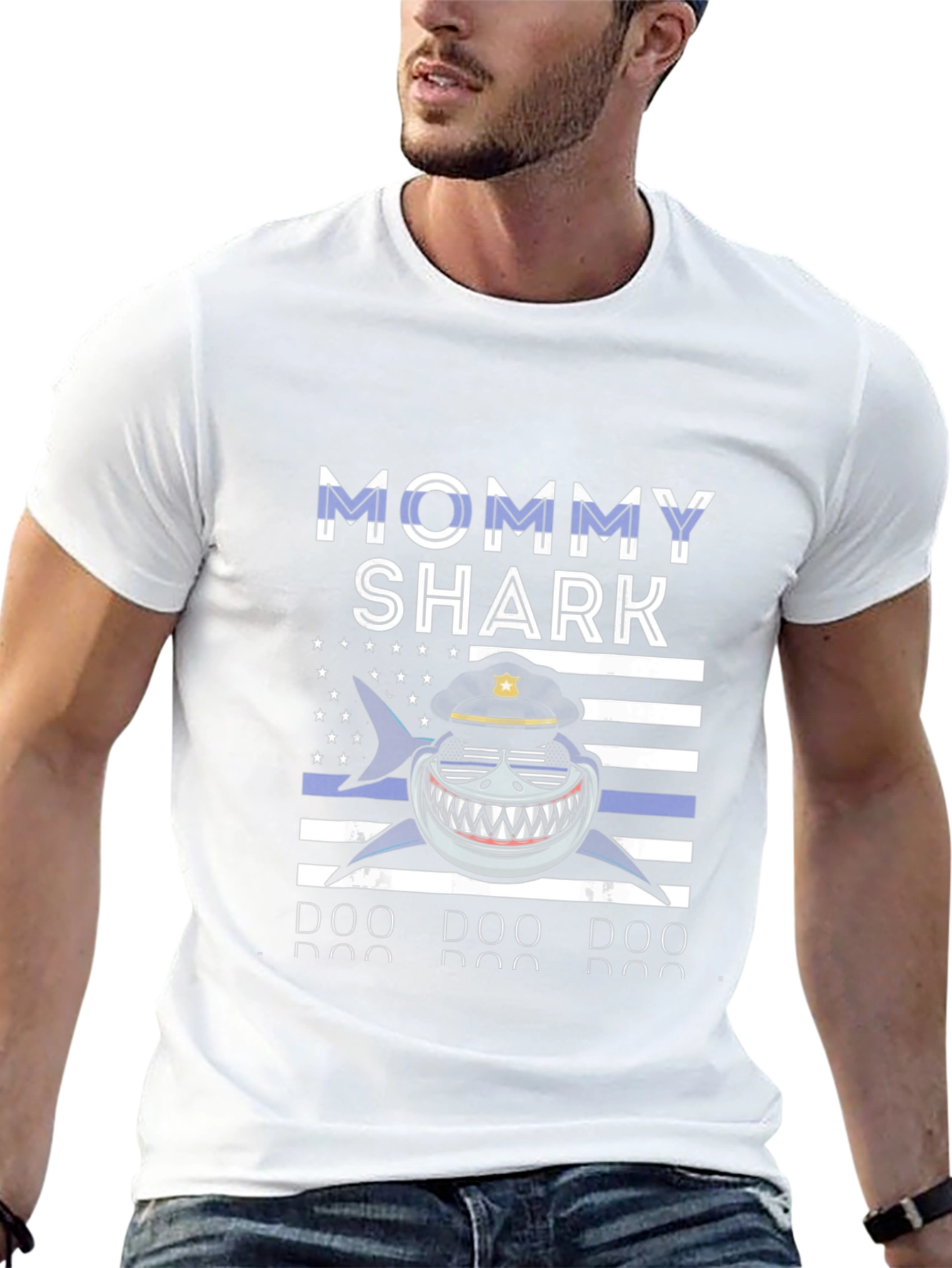 Mommy Shark Thin Blue Line Graphic Tee