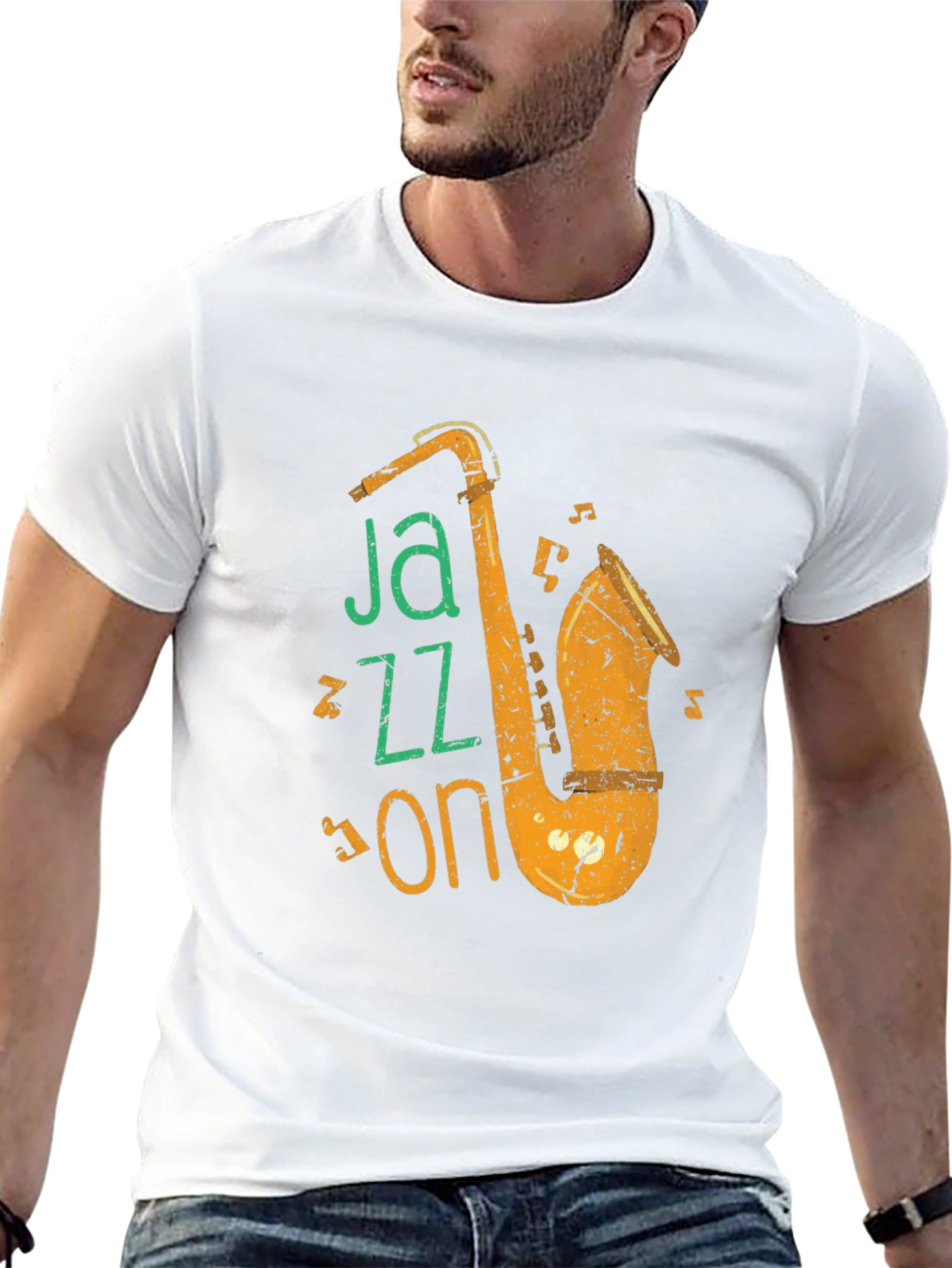 Jazz On Black Graphic Tee - Music Lover Shirt