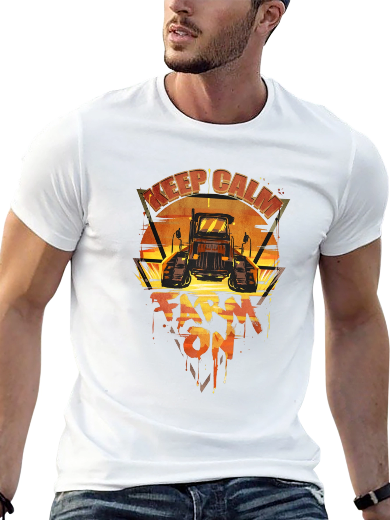 Keep Calm Farm On Tractor T-Shirt