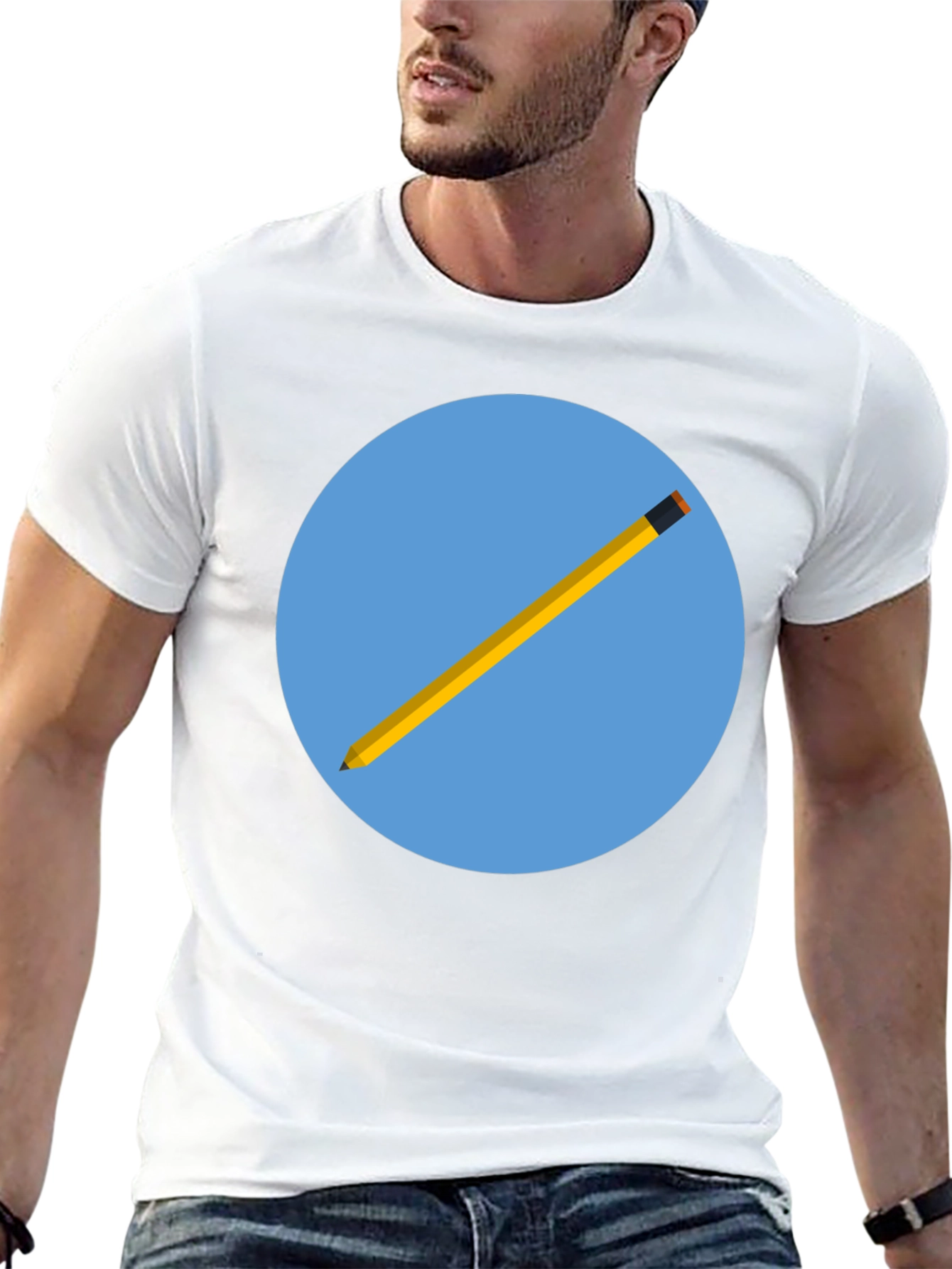 Pencil Graphic Black T-Shirt - Artistic Design