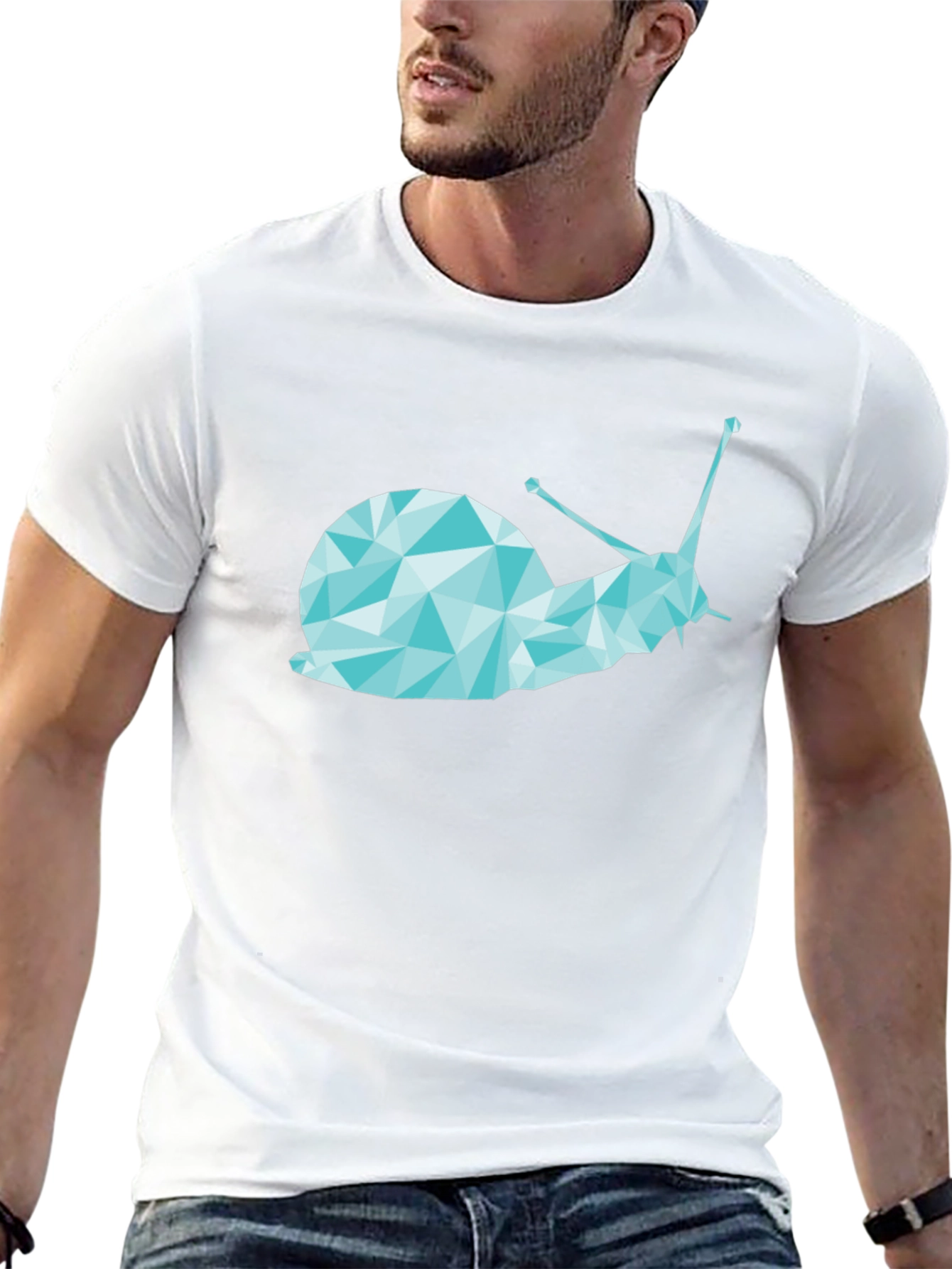 Geometric Snail Graphic Tee - Black