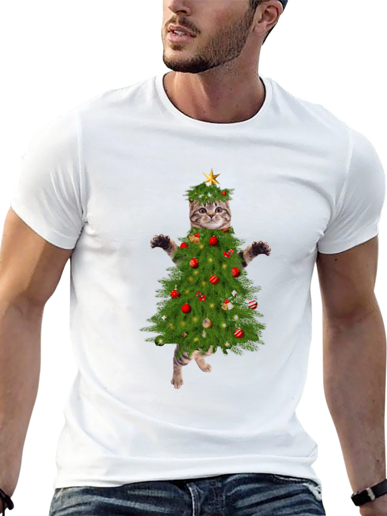 Christmas Cat Tree T-Shirt - Holiday Apparel