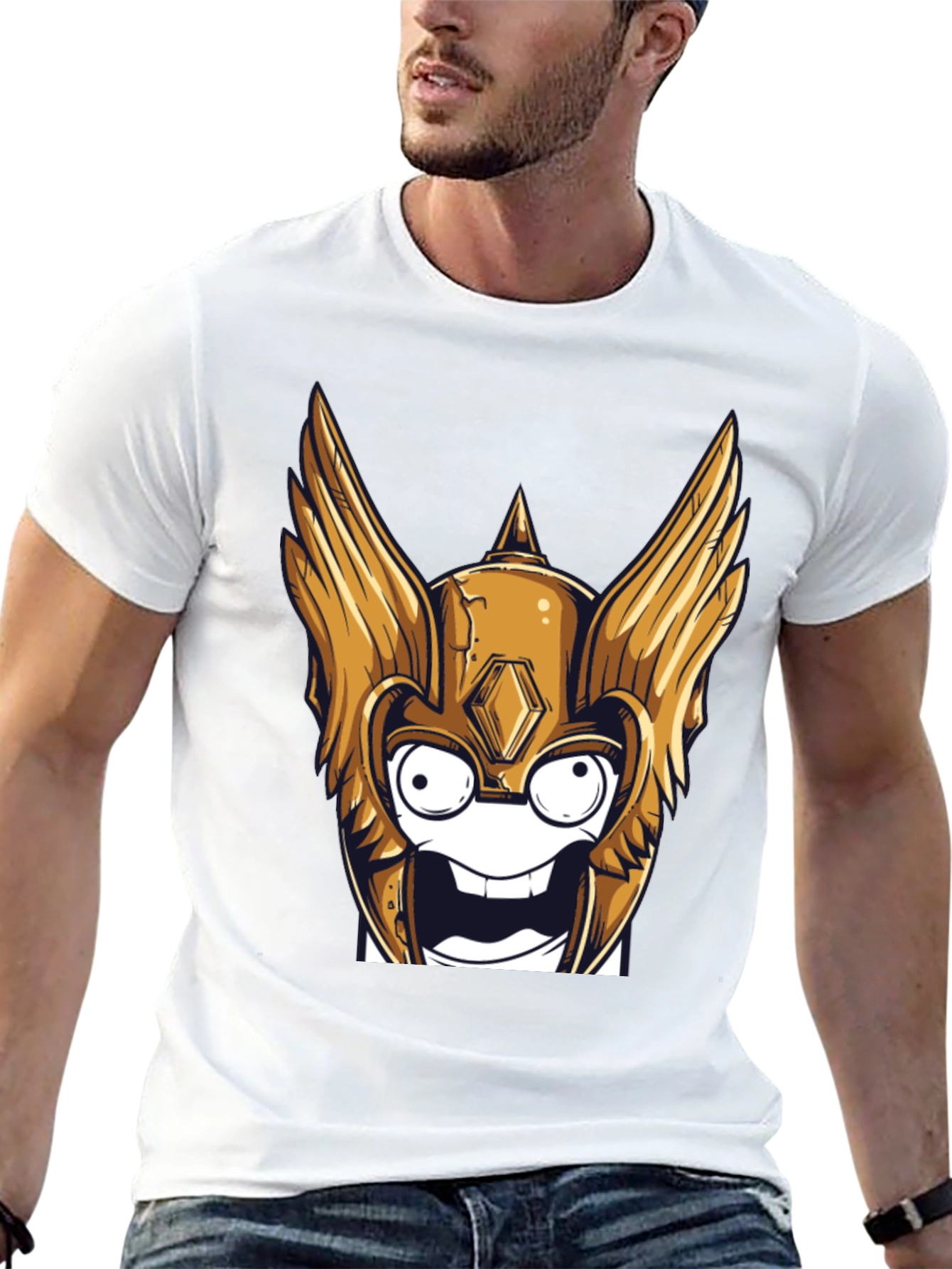 Funny Cartoon Viking Helmet T-Shirt