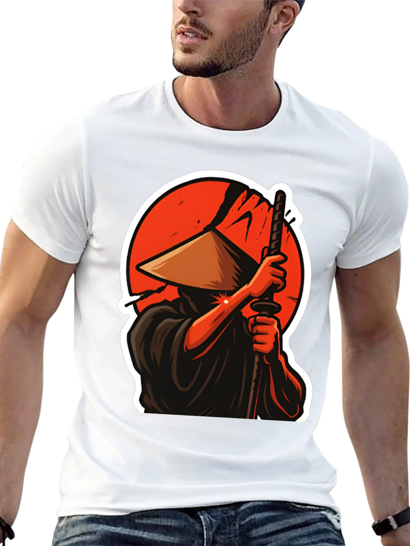 Samurai Warrior Graphic T-Shirt - Black