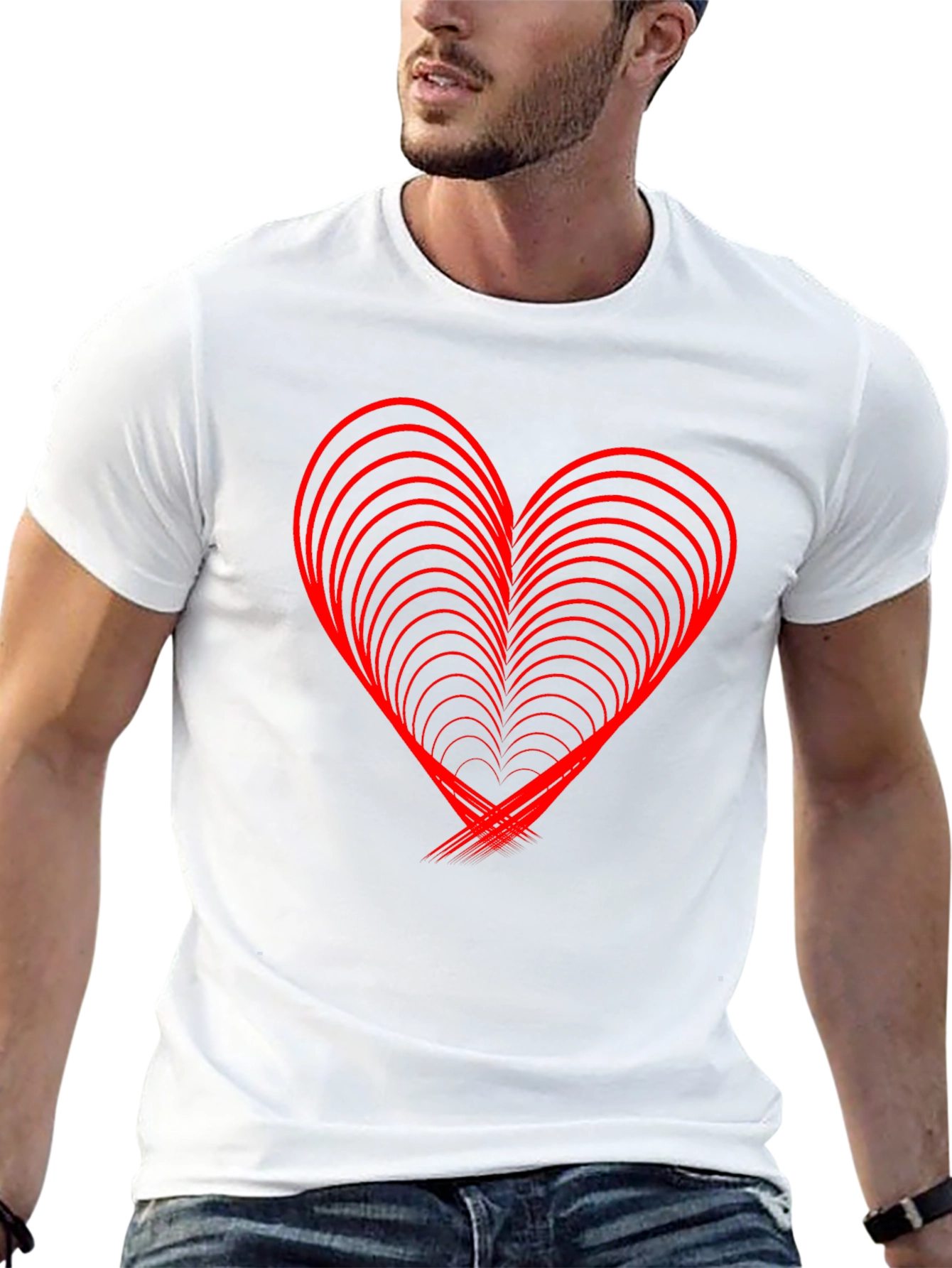 Red Heart Design Black T-Shirt