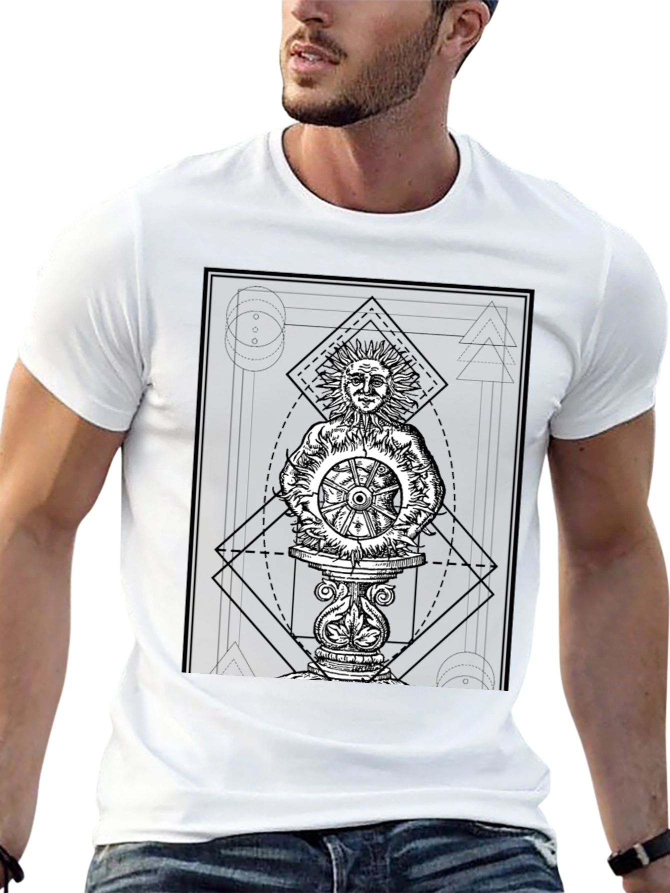 Sun Wheel Graphic Tee - Black Cotton