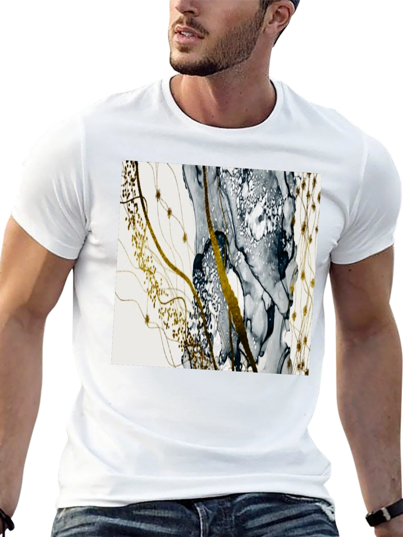 Abstract Art Tee: Modern Ink Wash Design