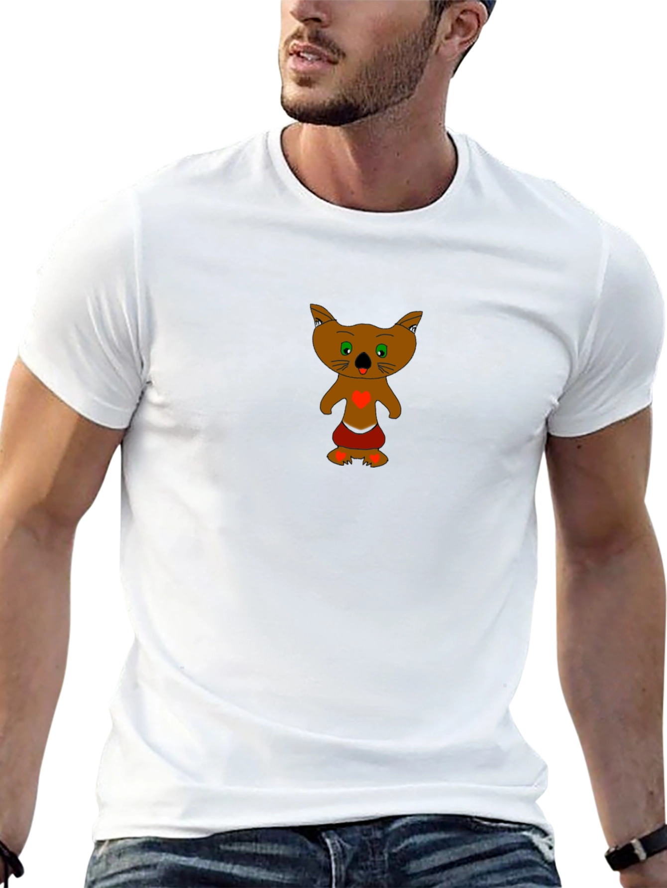 Black T-Shirt with Cartoon Koala Design