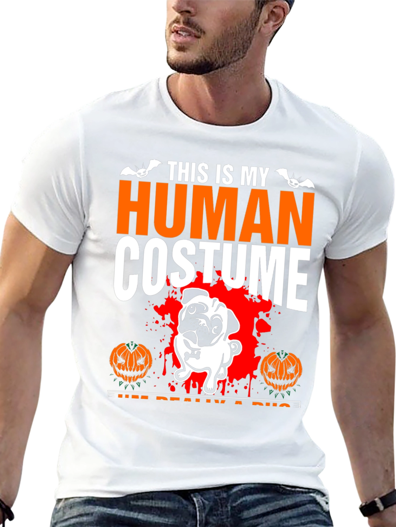 Halloween Pug Human Costume Graphic Tee