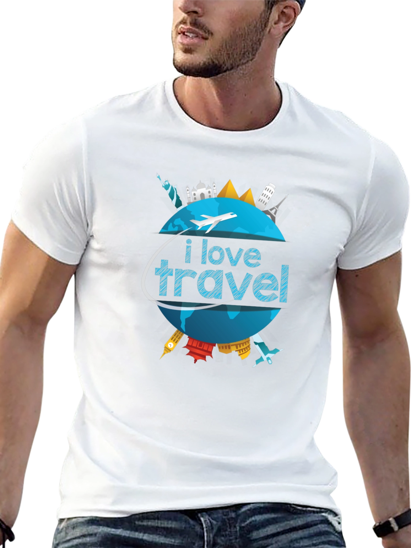 I Love Travel World Landmarks Graphic T-Shirt