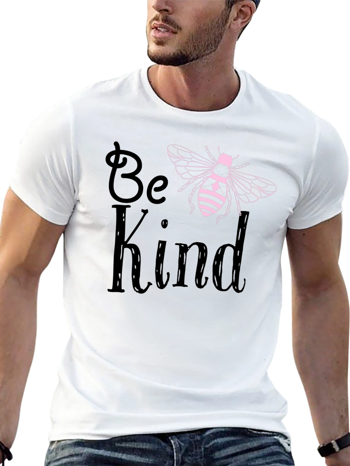 Be Kind Bee Graphic T-Shirt Black Cotton