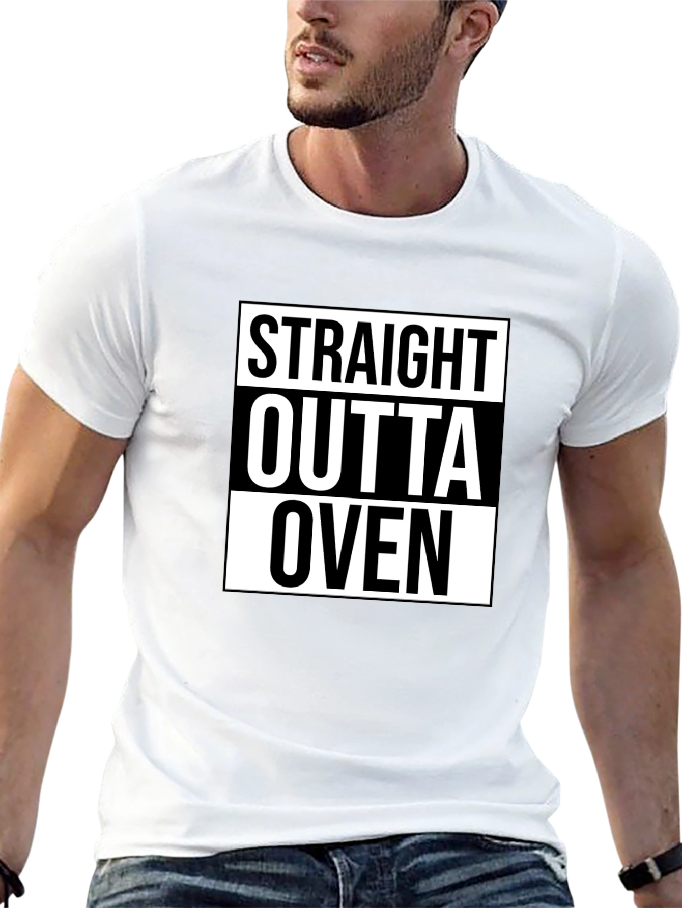 Straight Outta Oven Black Graphic Tee Shirt