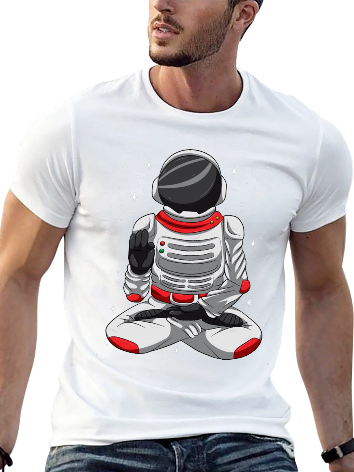 Meditating Astronaut T-Shirt - Space Yoga Tee