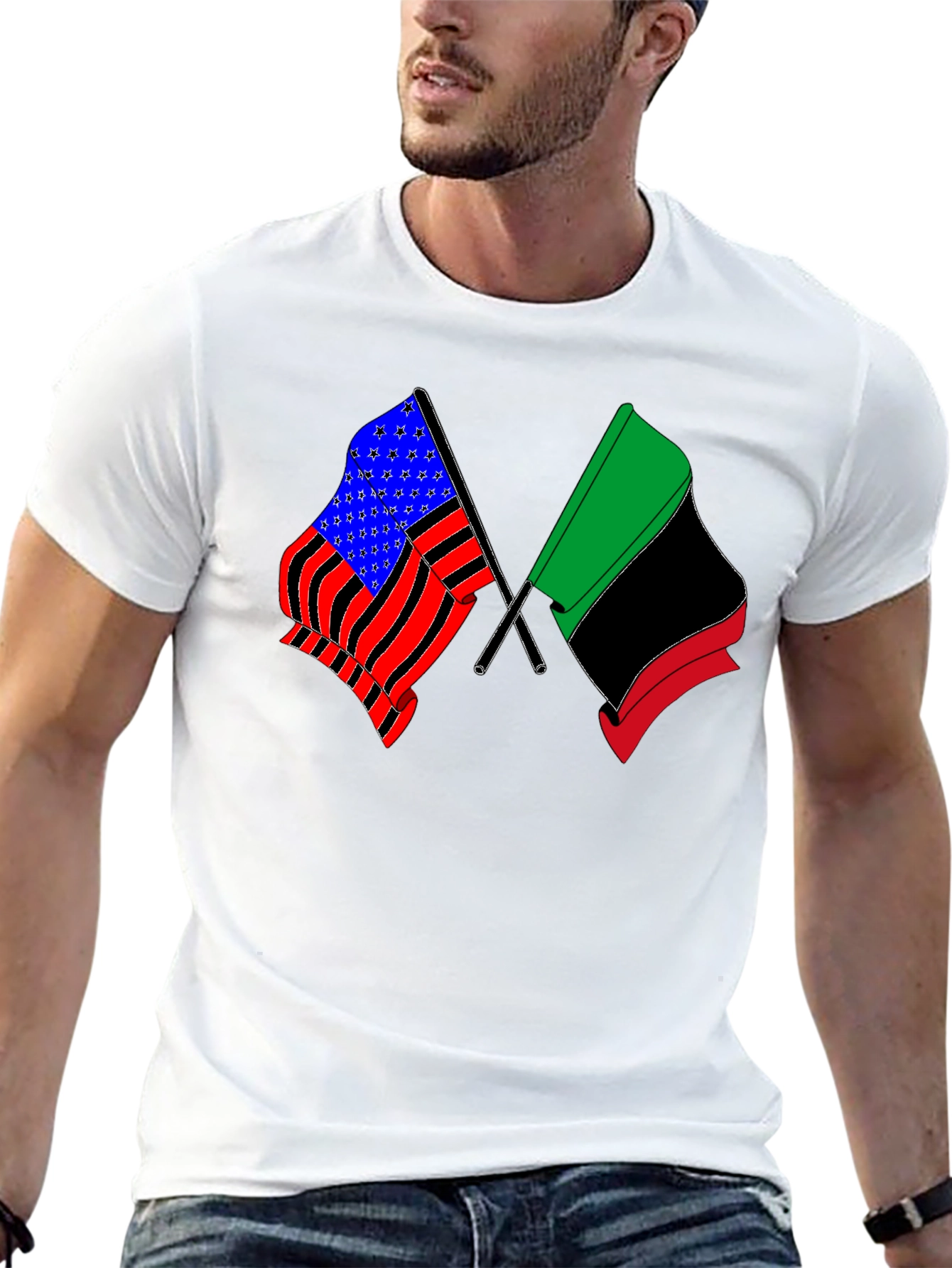 Dual Flag Graphic Tee - Patriot & Pan-African Pride