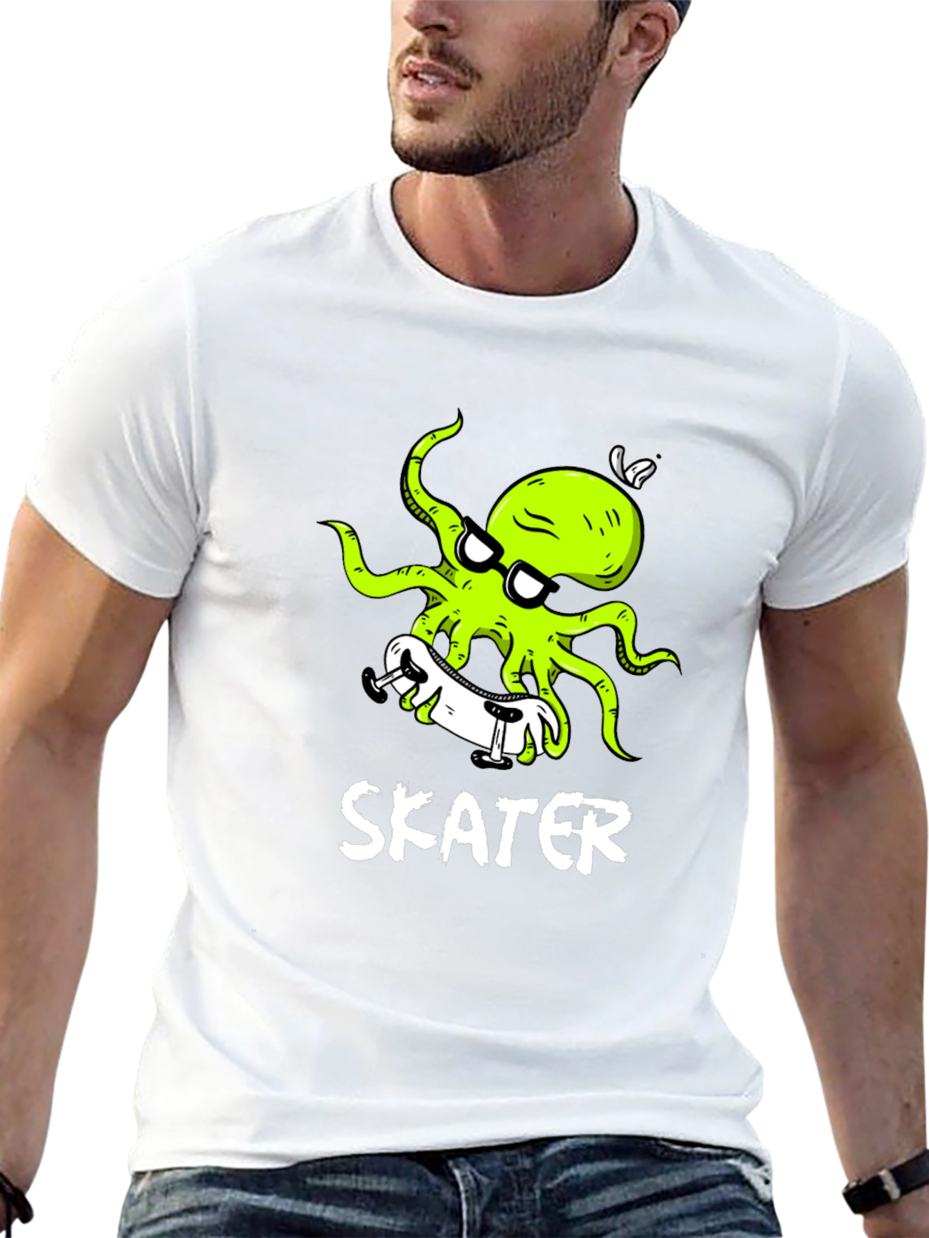 Skater Octopus Graphic T-Shirt