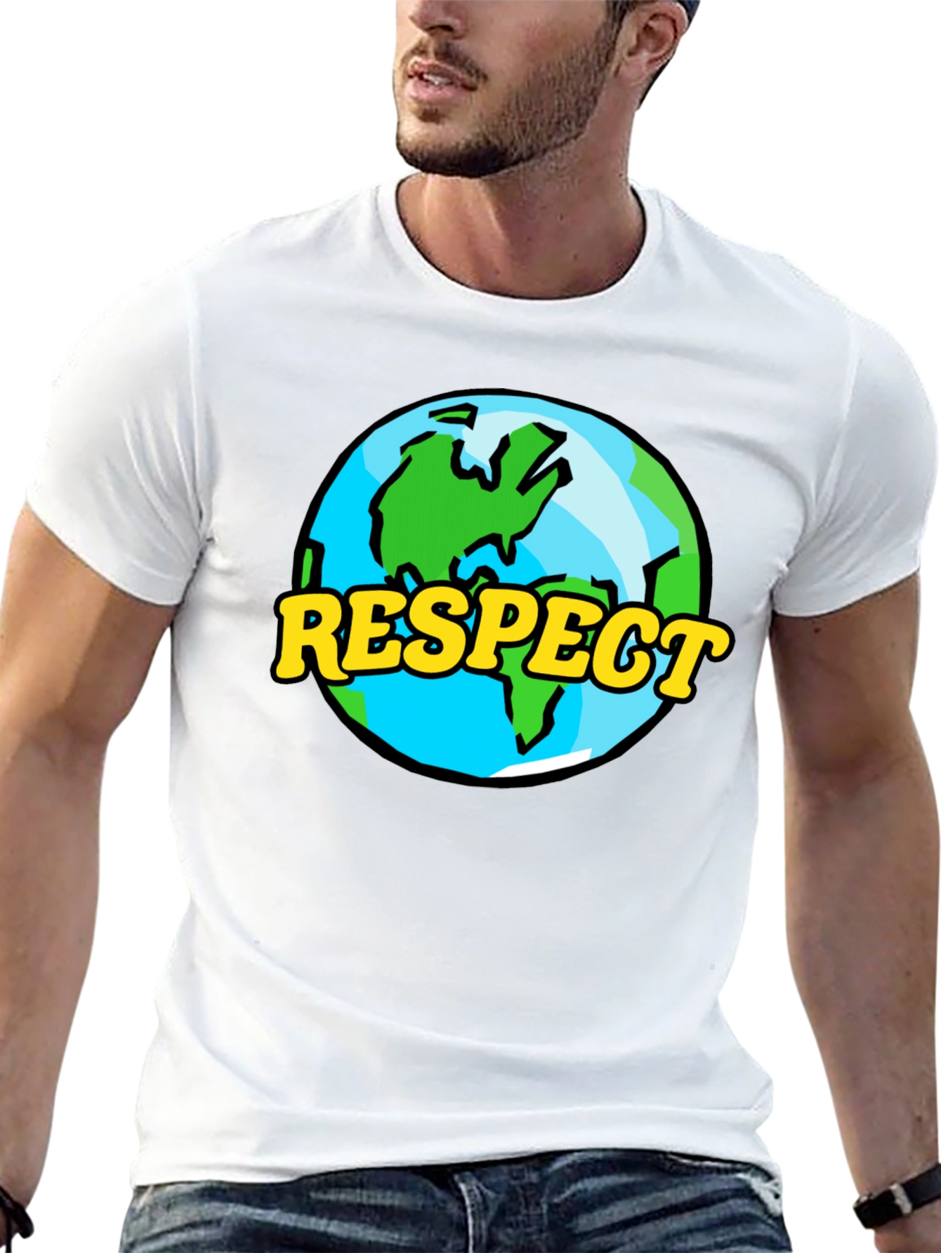Respect Earth Graphic Tee - Black Crew Neck T-Shirt