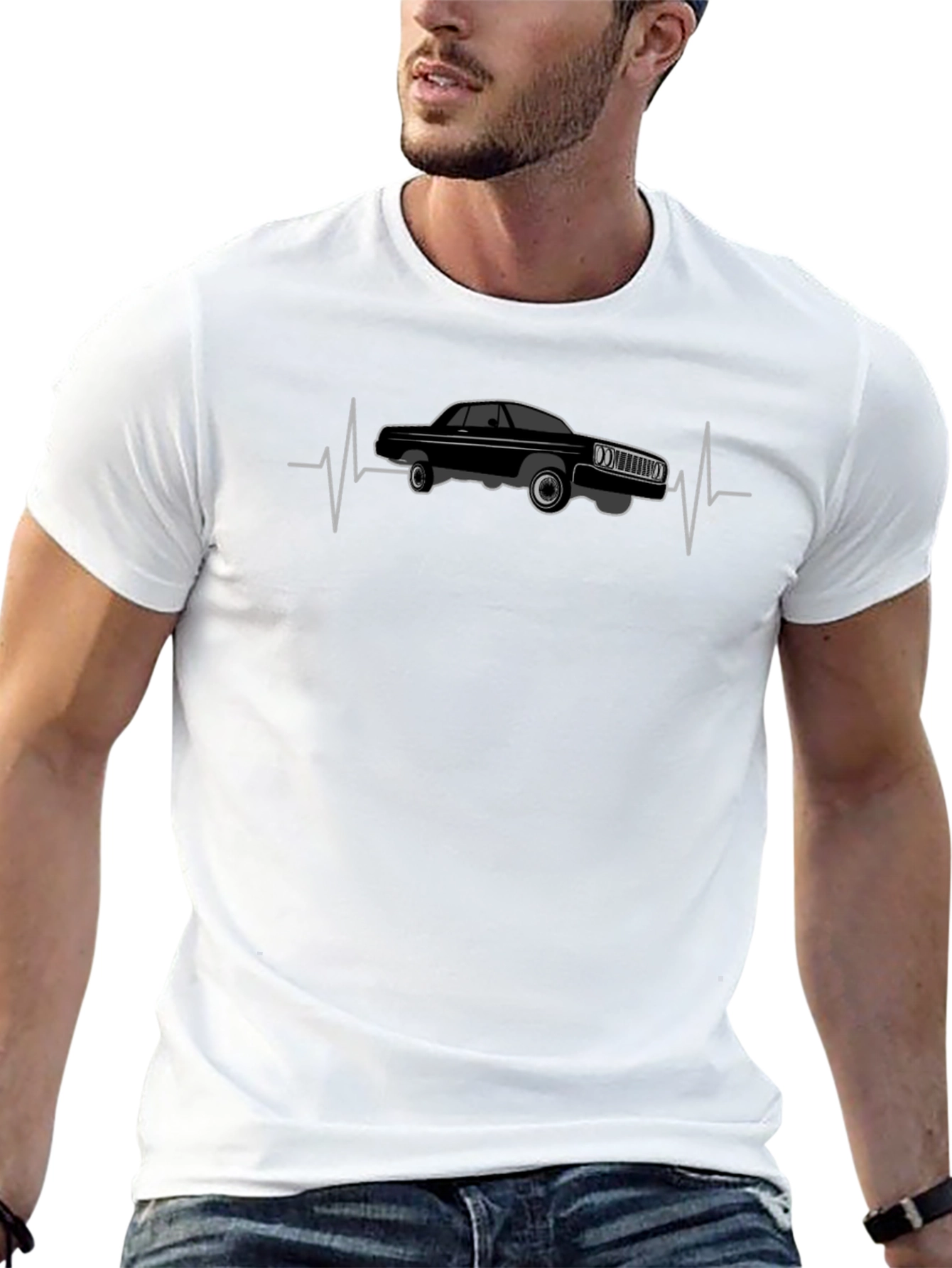 Classic Car Heartbeat T-Shirt - Cool Auto Design