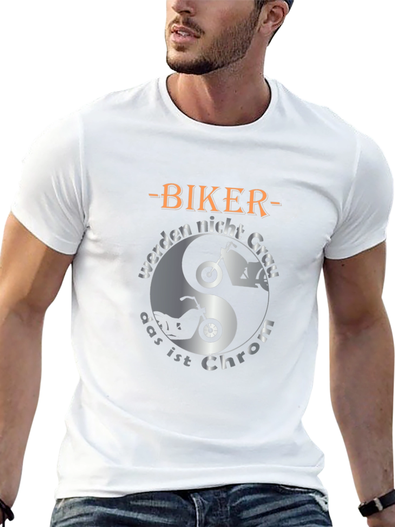 Biker Chrom T-Shirt - Motorcycle Yin Yang Graphic