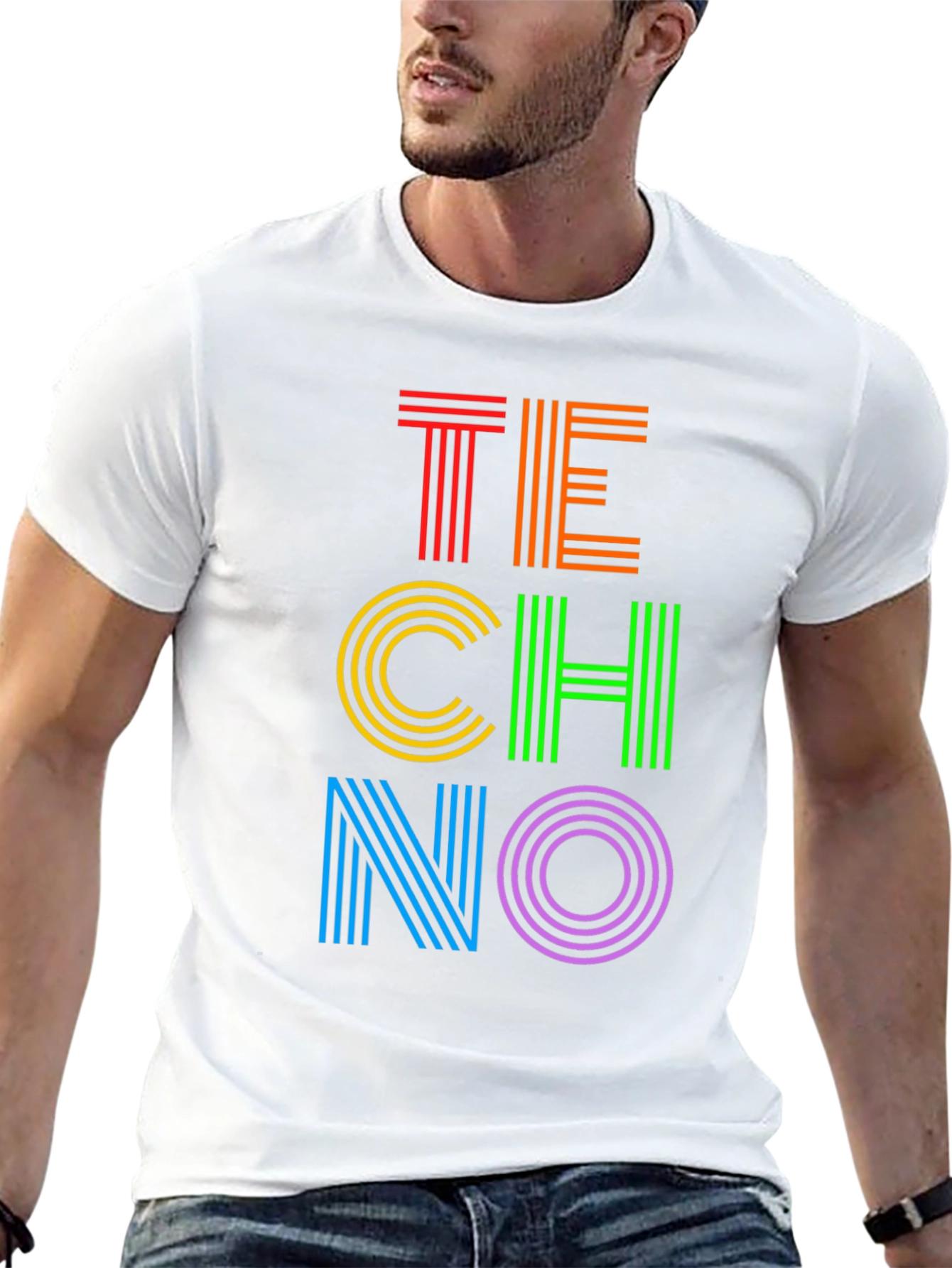 Retro TECHNO Graphic Tee - Bold & Vibrant Design