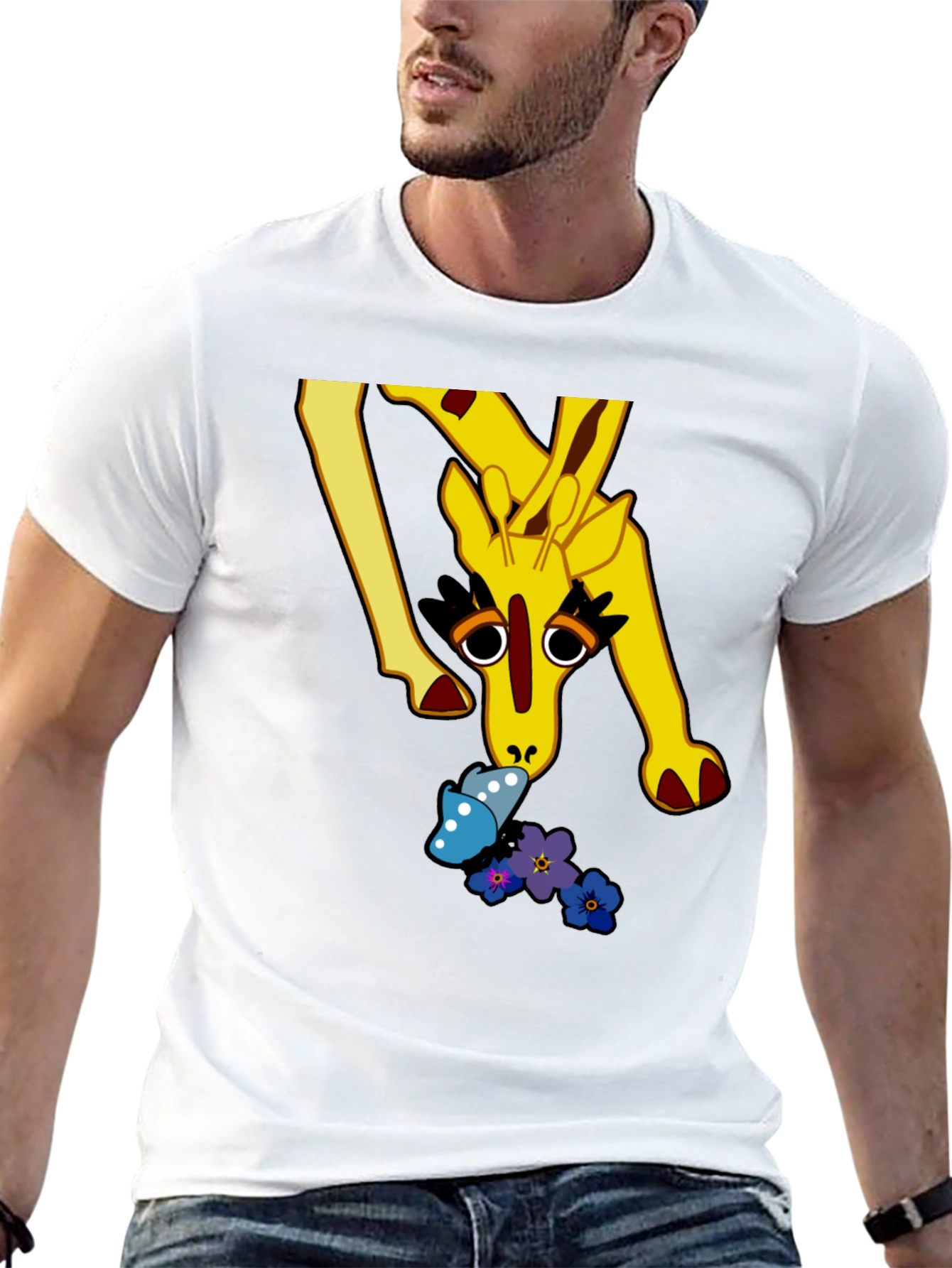 Giraffe & Butterfly Graphic Tee - Unique Design