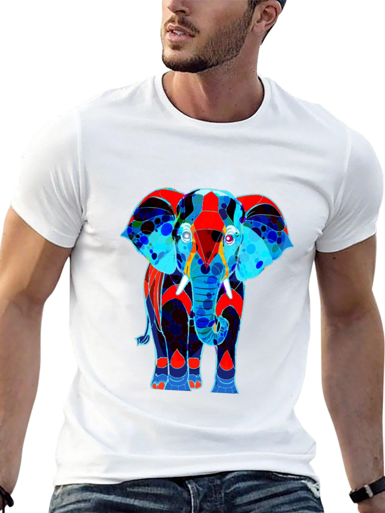 Abstract Elephant Graphic Tee - Stylish Mens T-Shirt