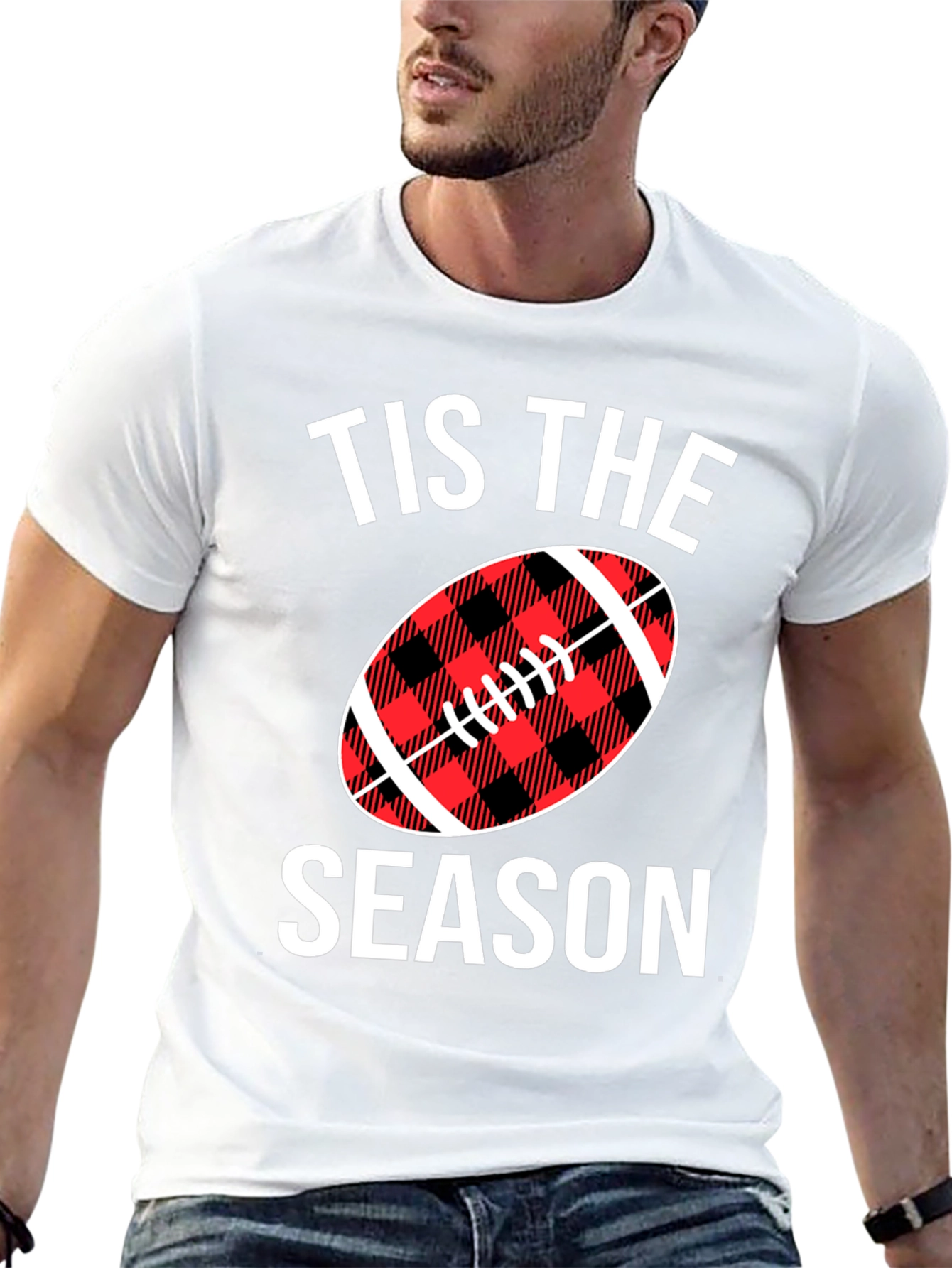 Tis The Season Football Plaid Graphic Tee