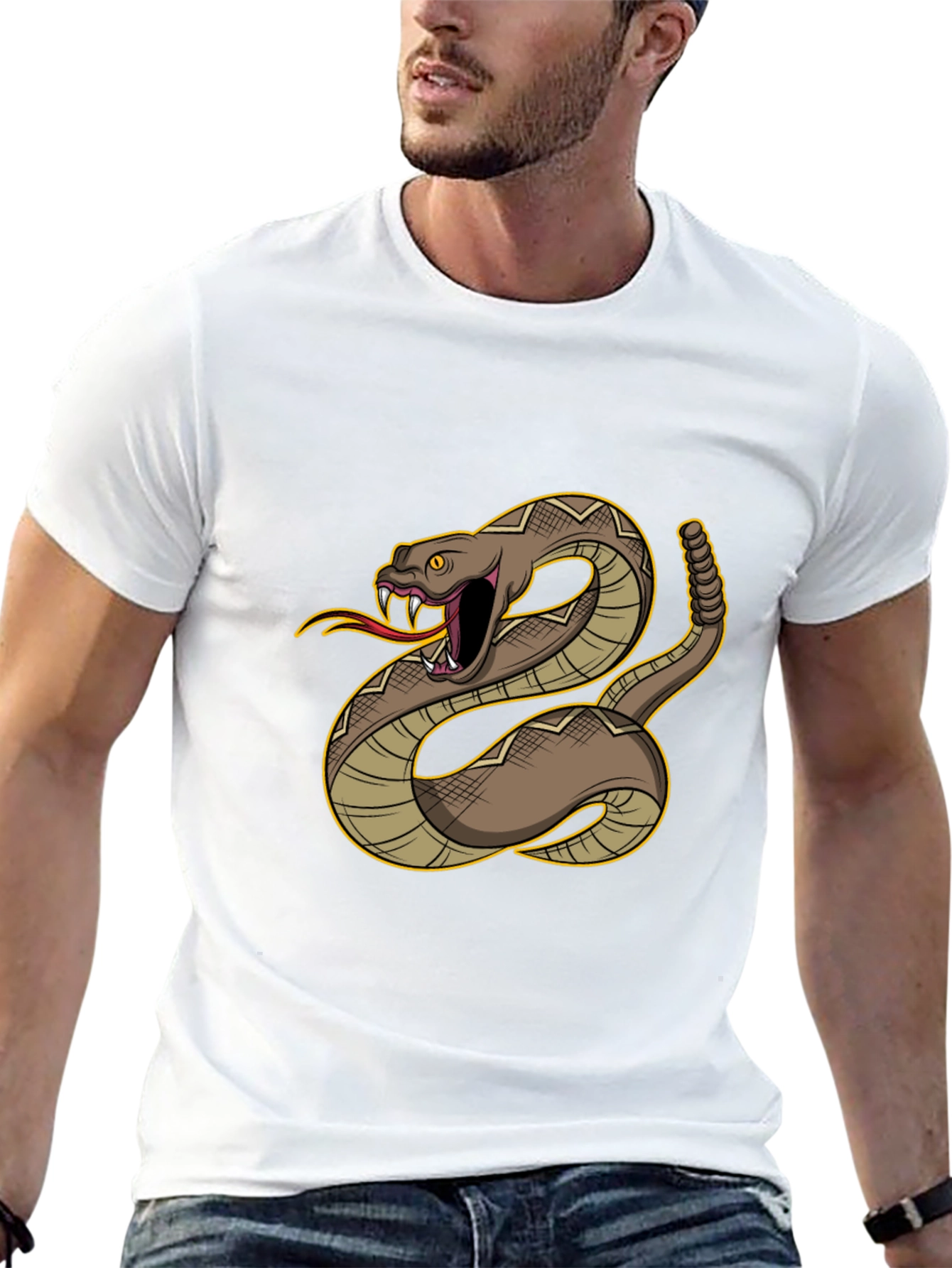 Rattlesnake Graphic Tee - Bold Black Cotton Comfort