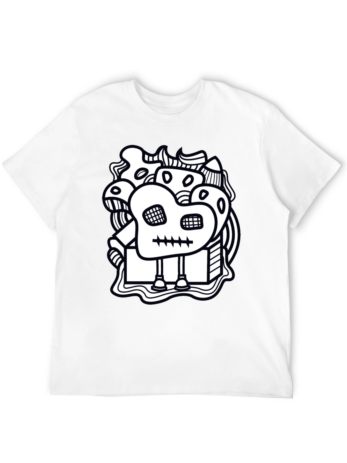 Abstract Doodle Art Graphic Black T-Shirt