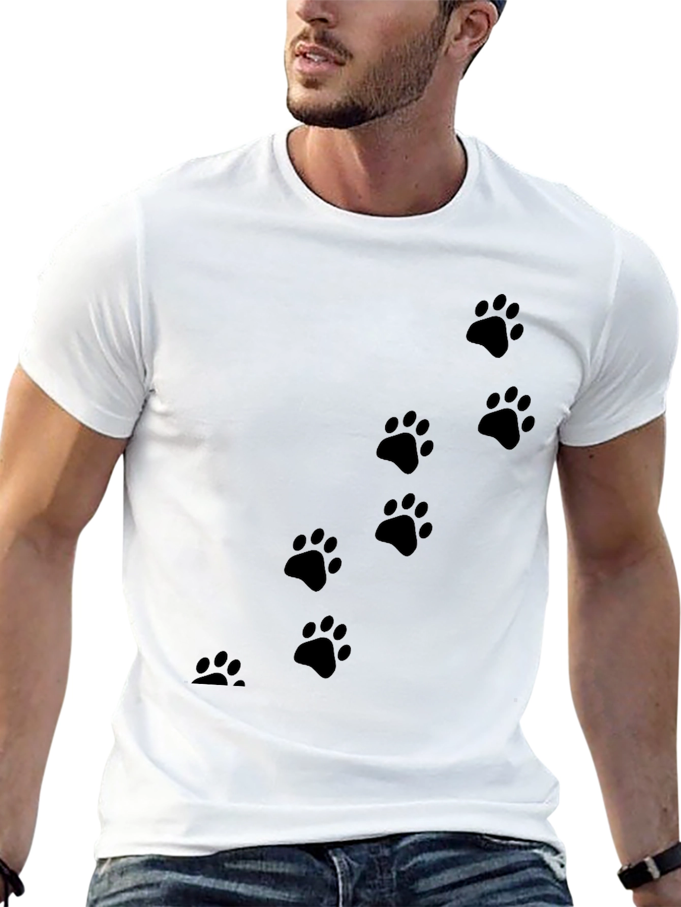 Black Paw Print T-Shirt for Animal Lovers