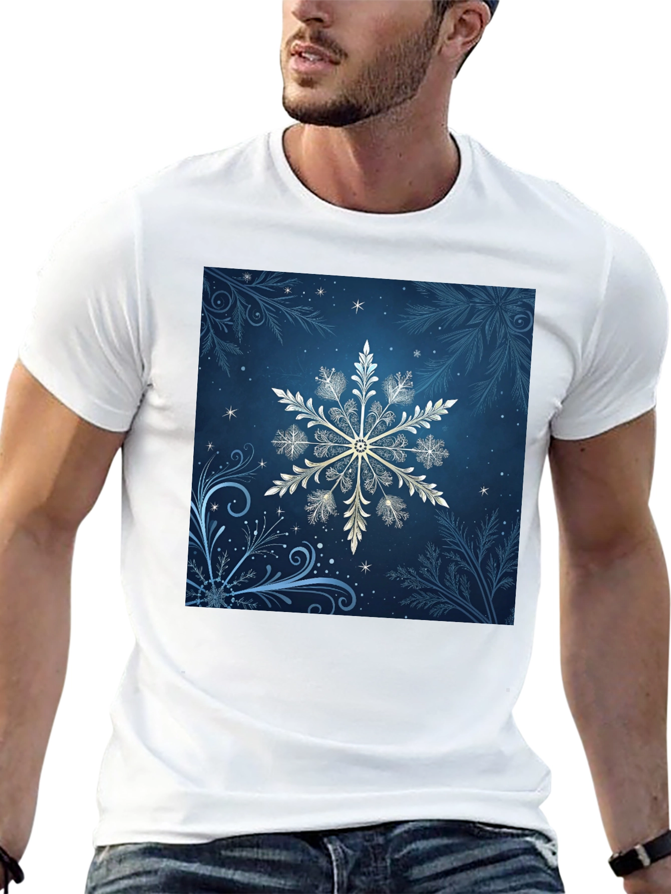 Snowflake Graphic Tee - Black Cotton Blend