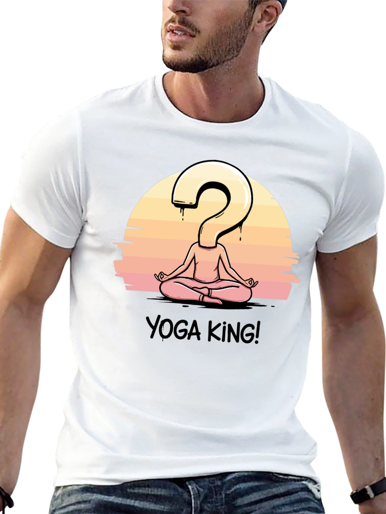 Yoga King Graphic Tee - Question Mark Meditating Design