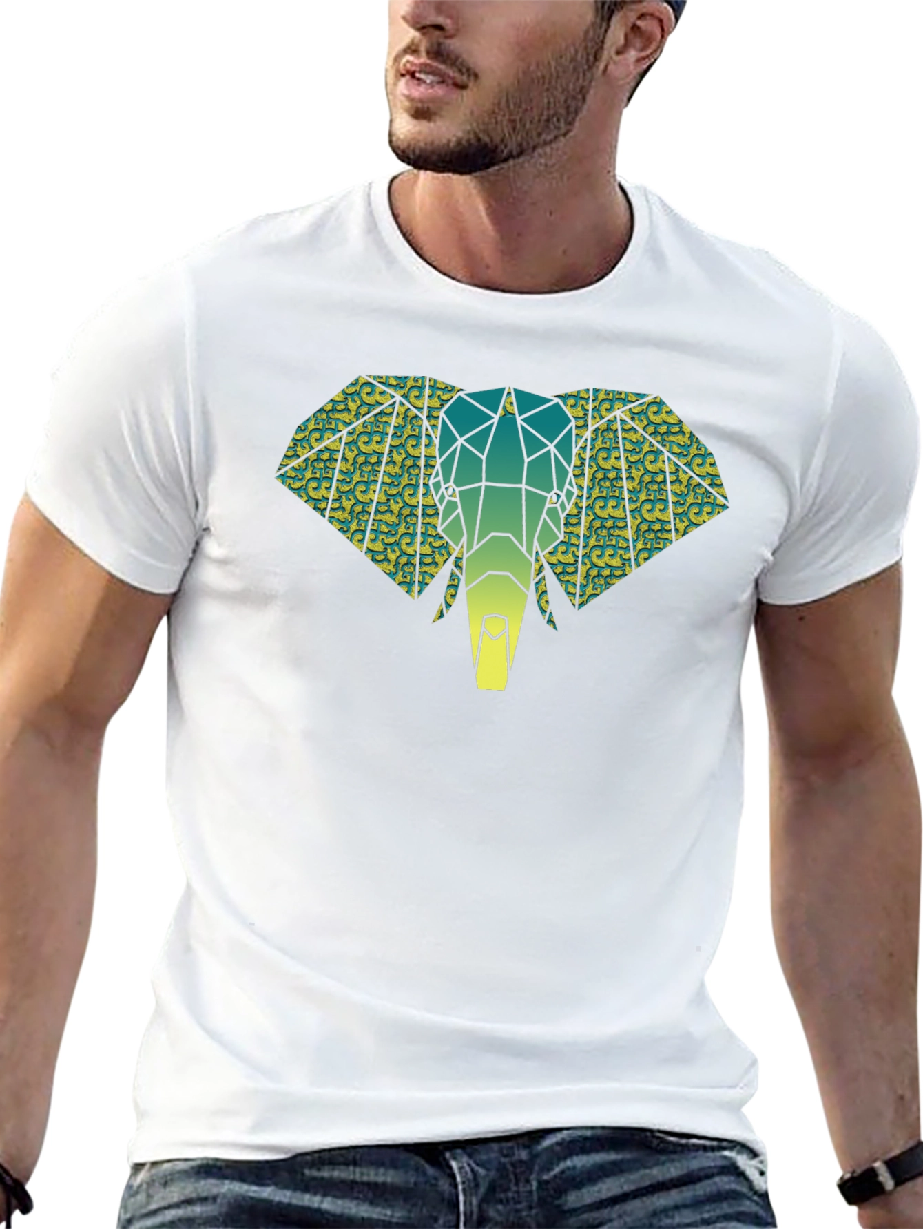Geometric Elephant Graphic Tee - Modern Animal Print