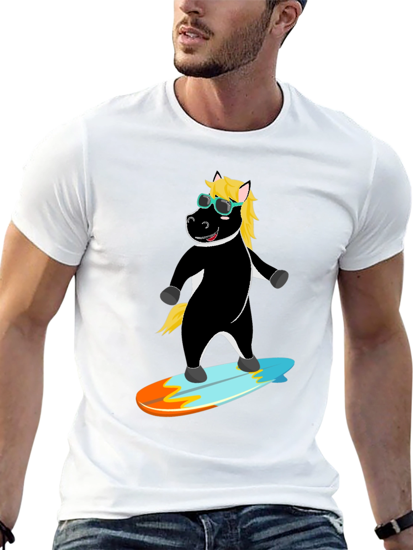 Surfing Horse Tee - Cool Cartoon Graphic